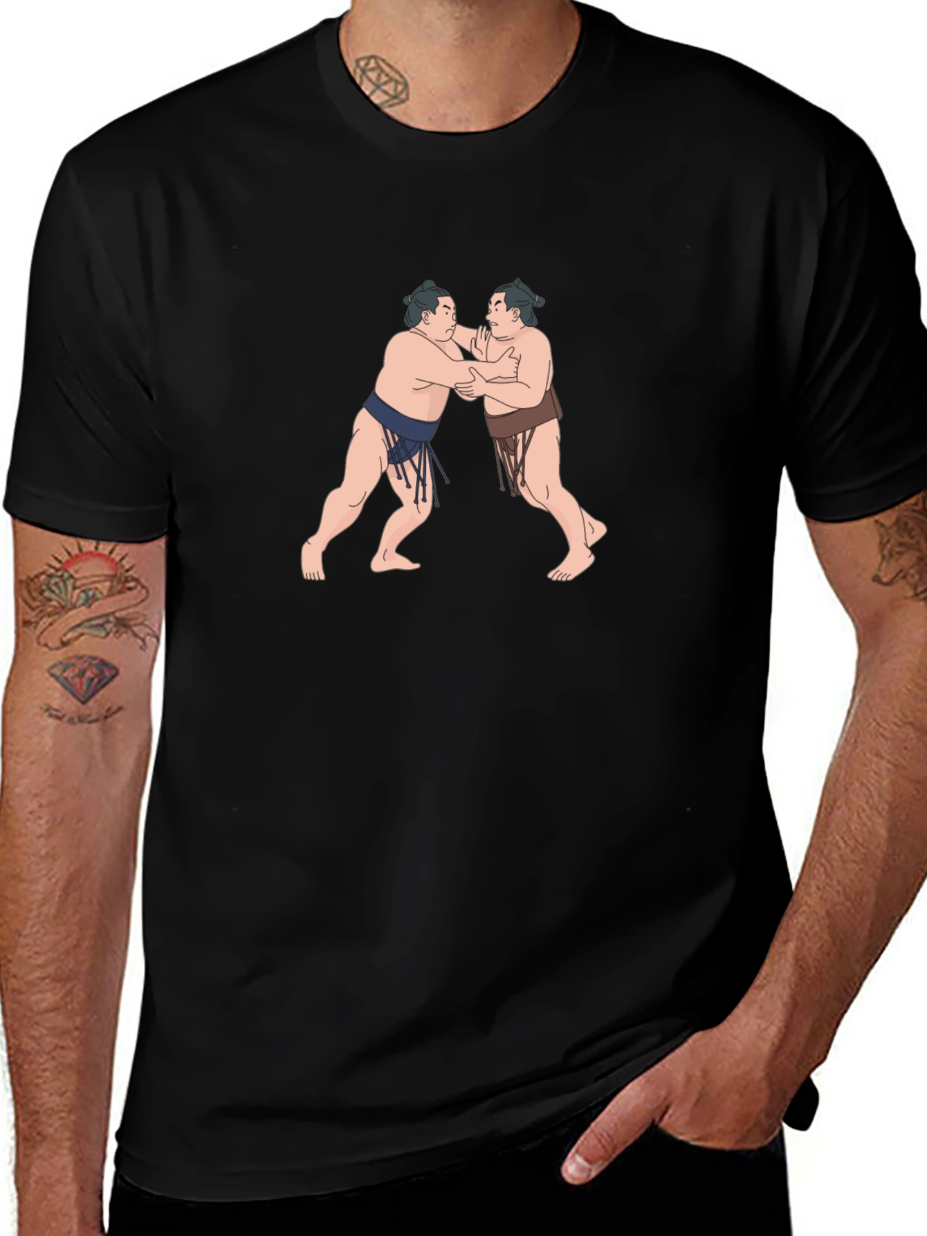 Sumo Wrestlers Graphic T-Shirt - Classic Black Tee