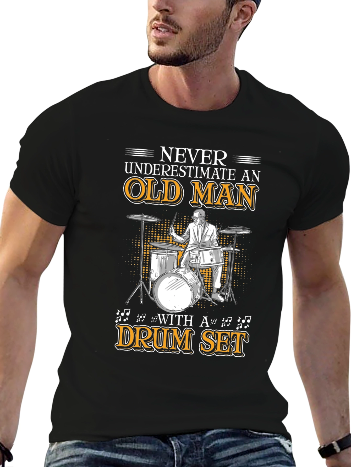 Old Man Drum Set T-Shirt - Musician Gift