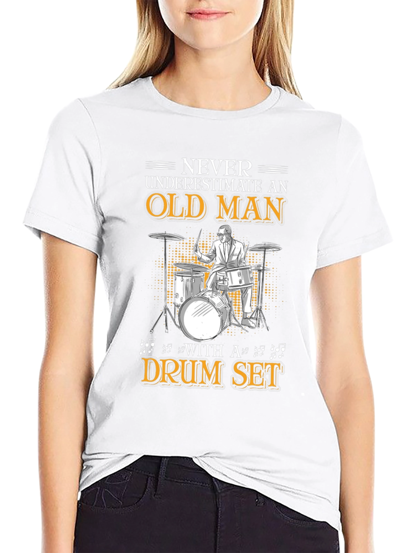 Old Man Drum Set T-Shirt - Musician Gift