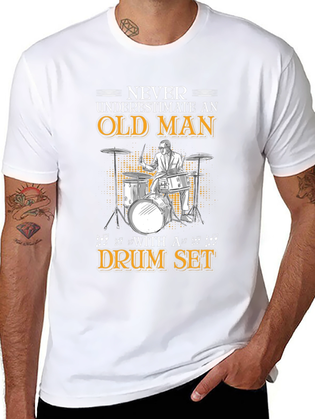 Old Man Drum Set T-Shirt - Musician Gift