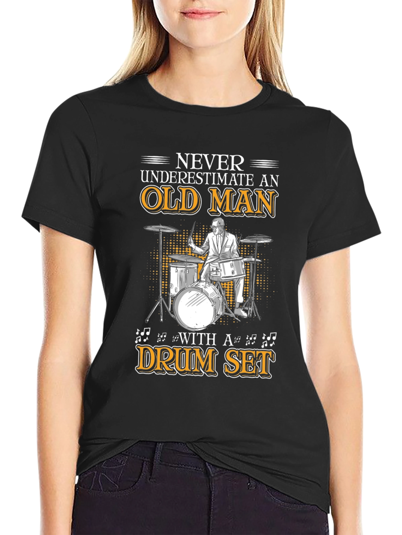 Old Man Drum Set T-Shirt - Musician Gift