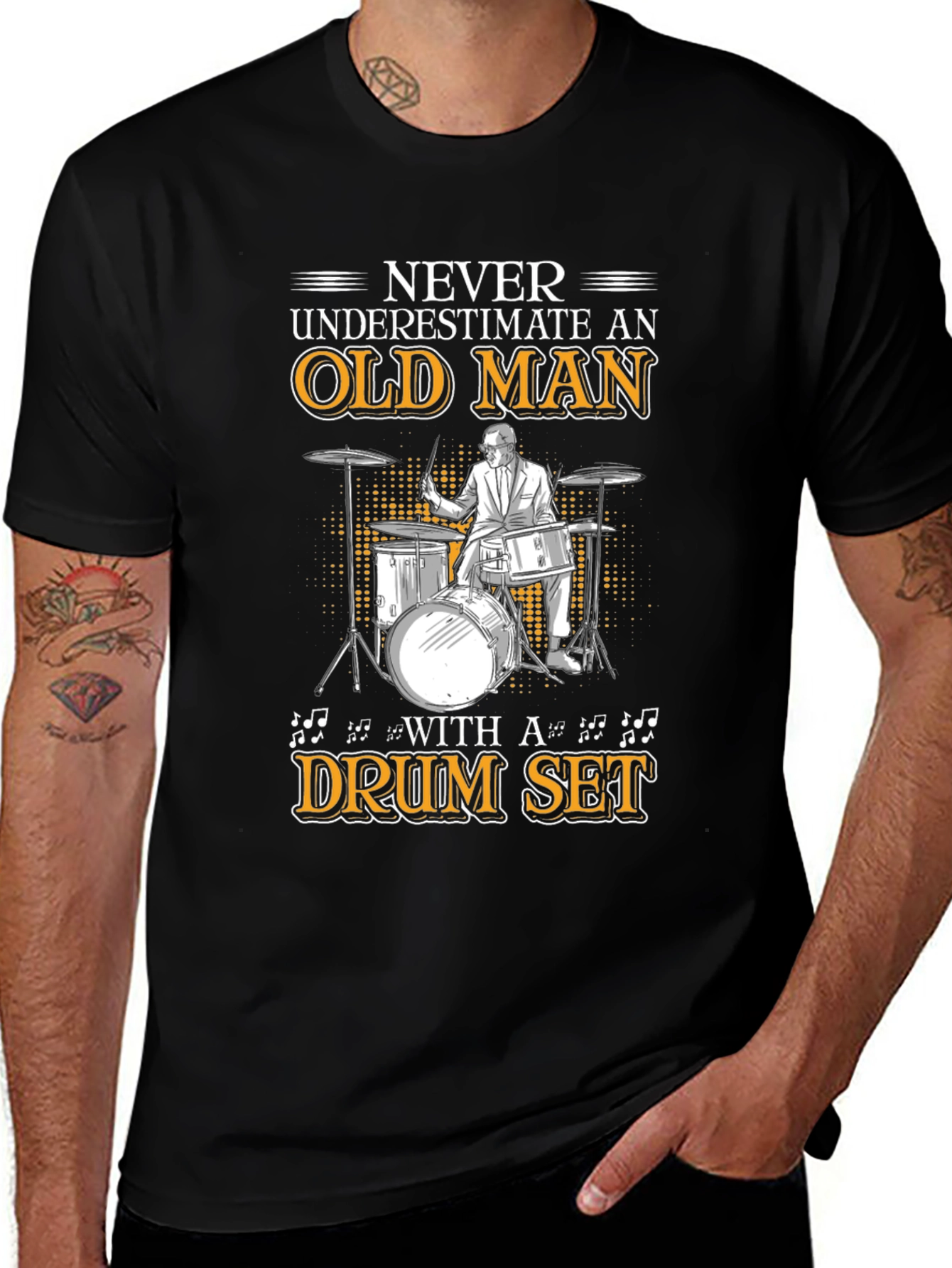 Old Man Drum Set T-Shirt - Musician Gift