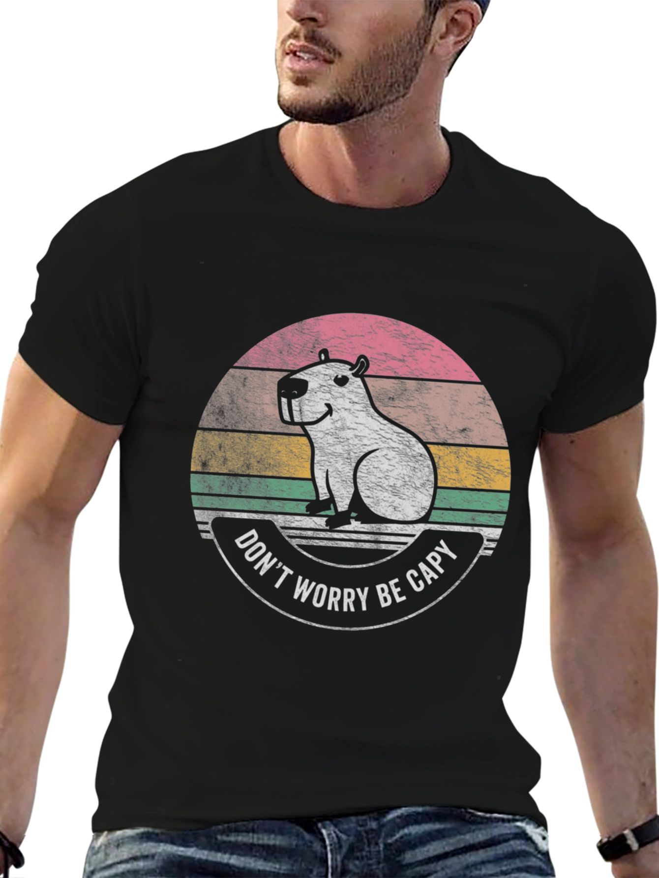 Dont Worry Be Capy Black T-Shirt