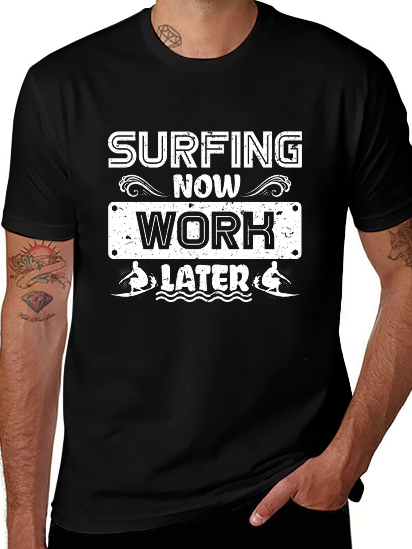 Surfing Now Work Later Graphic T-Shirt