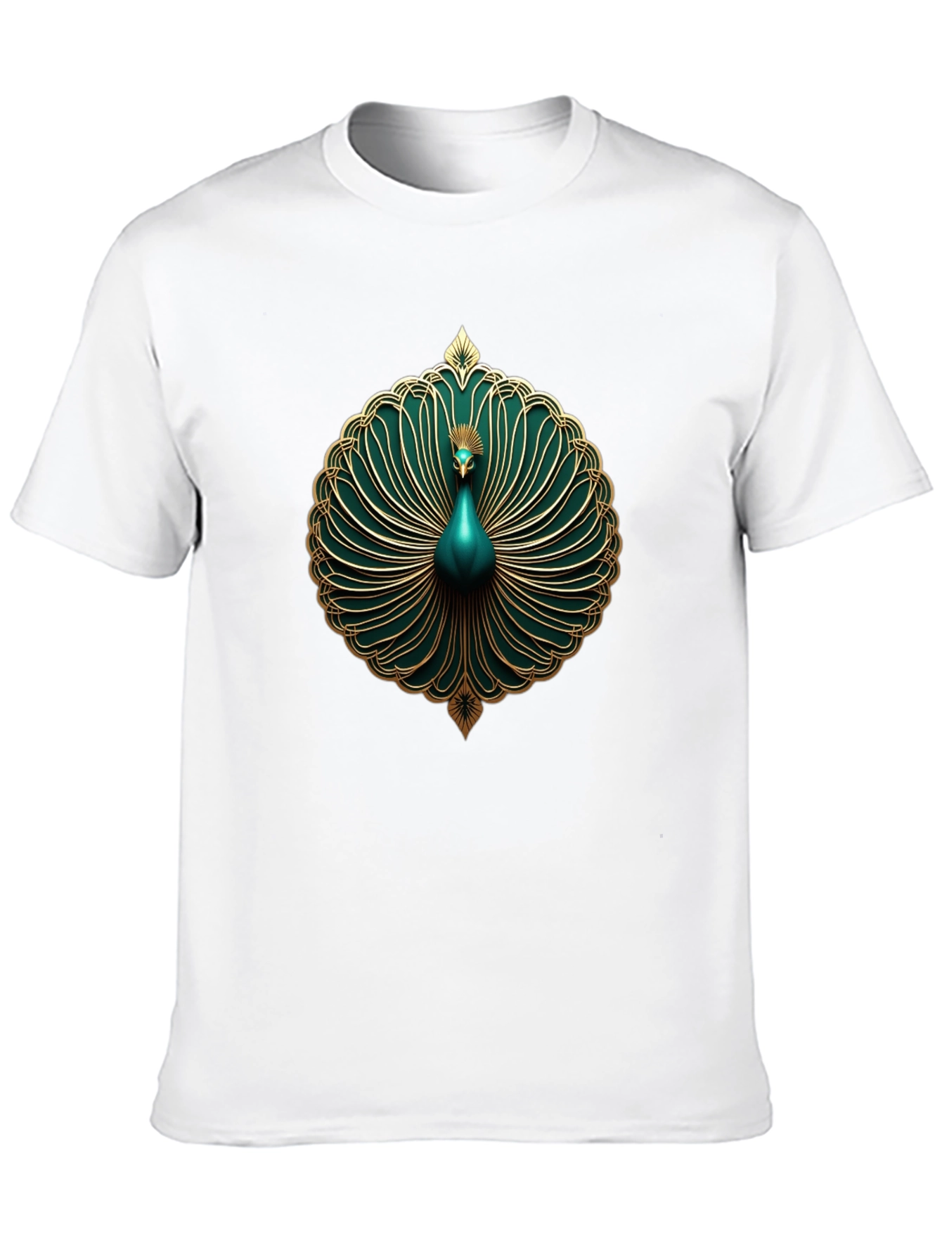 Elegant Peacock Graphic Tee - Stylish Mens Black T-Shirt