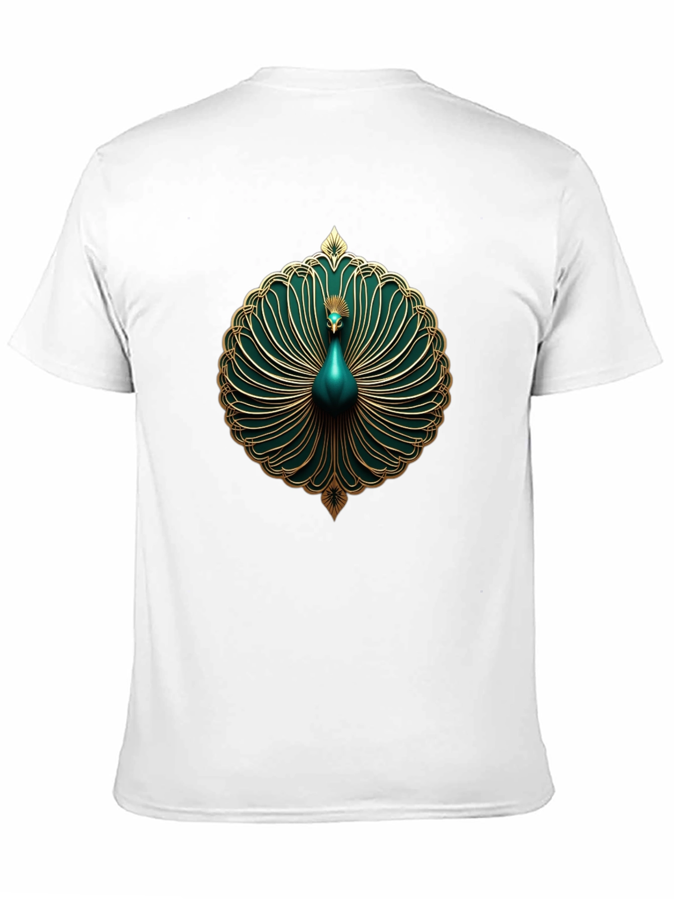 Elegant Peacock Graphic Tee - Stylish Mens Black T-Shirt