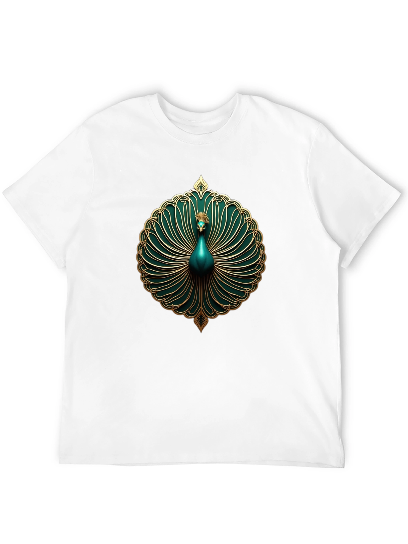 Elegant Peacock Graphic Tee - Stylish Mens Black T-Shirt