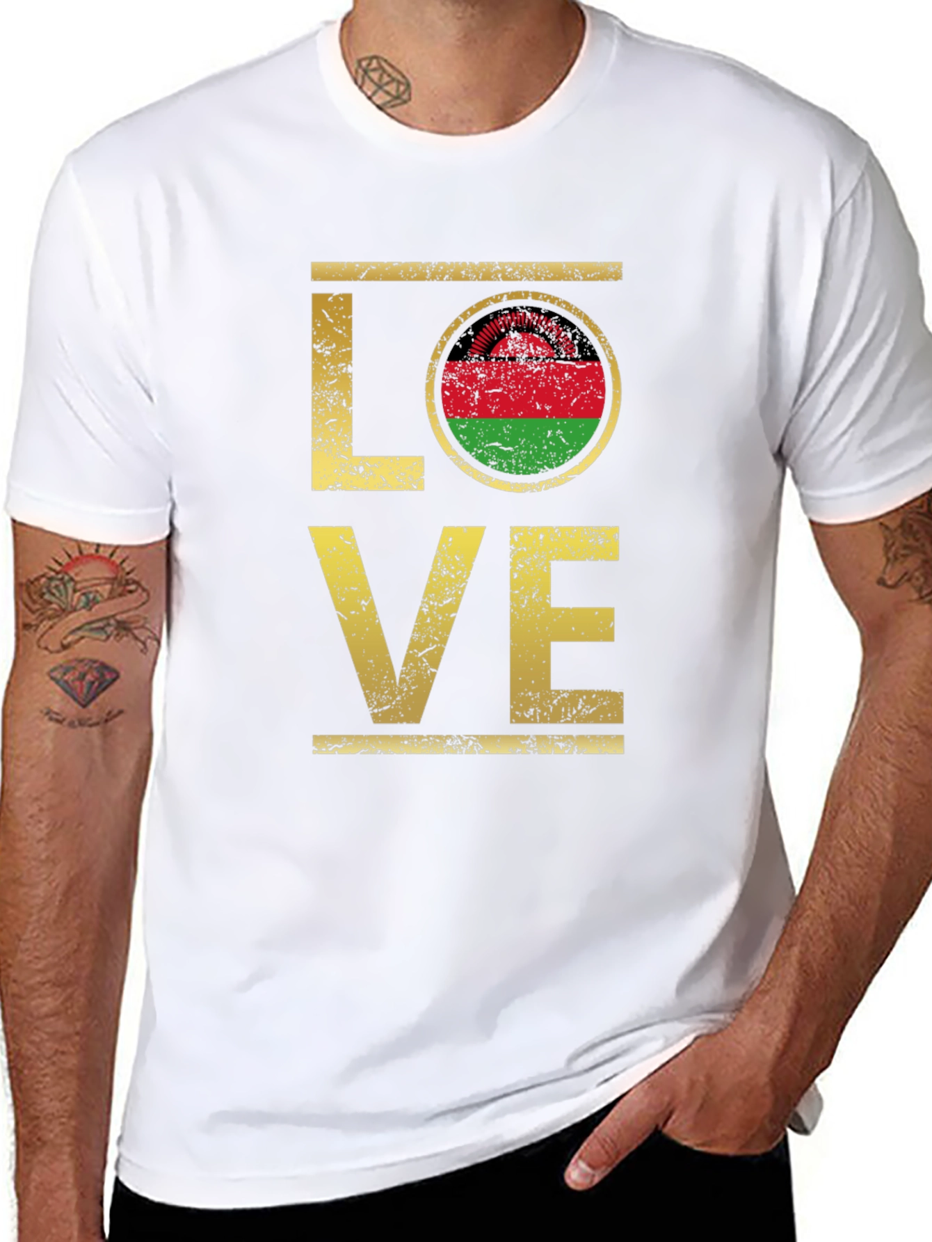 Malawi Flag Love T-Shirt Graphic Tee