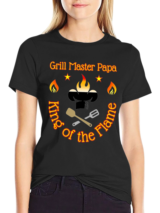 Grill Master Papa T-Shirt King of the Flame BBQ