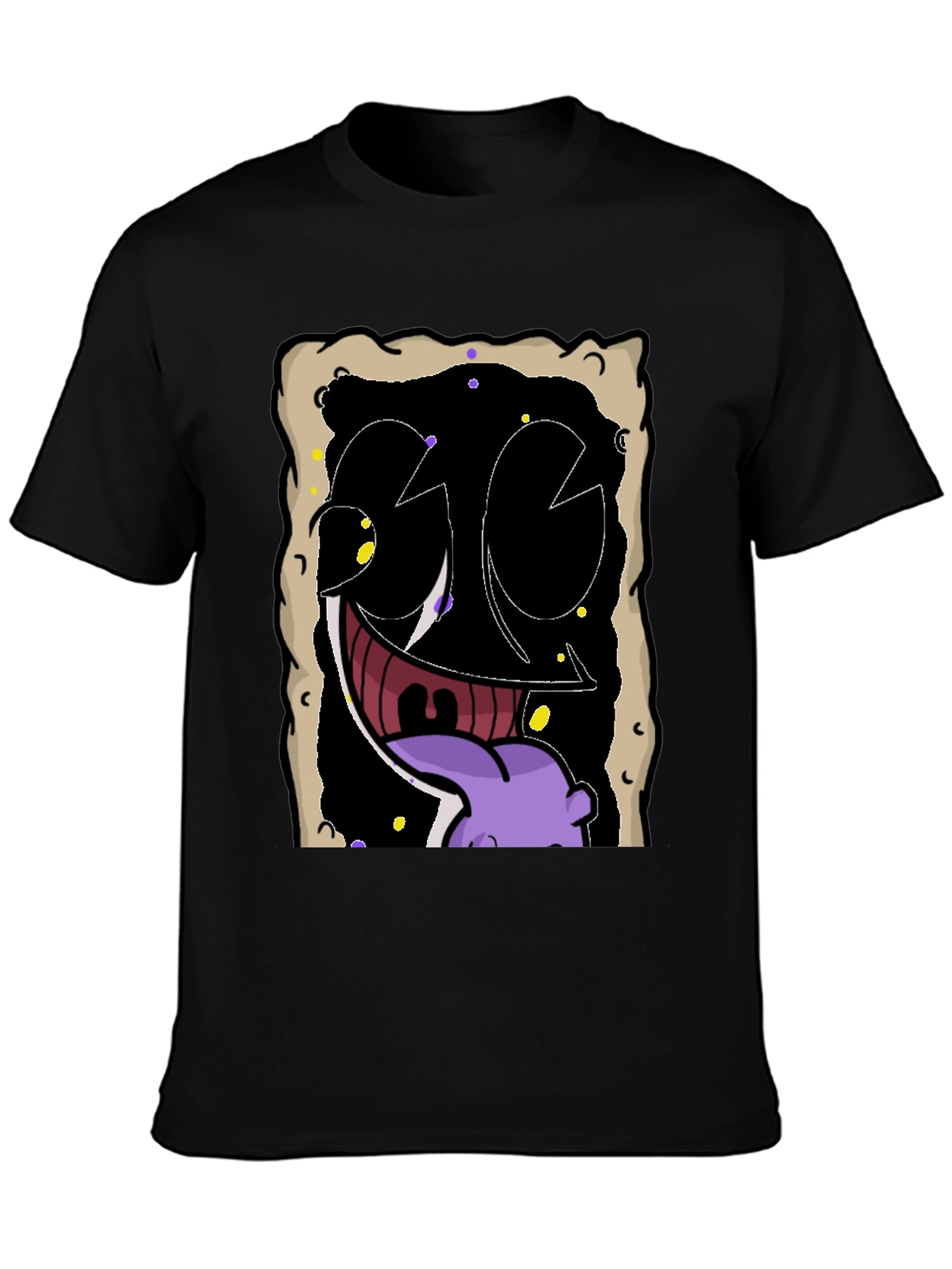 Cartoon Face Graphic Black T-Shirt