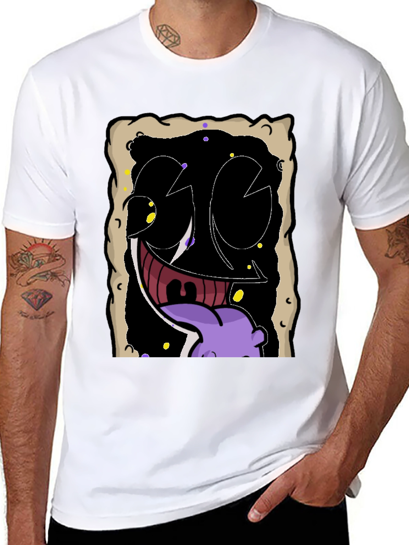Cartoon Face Graphic Black T-Shirt