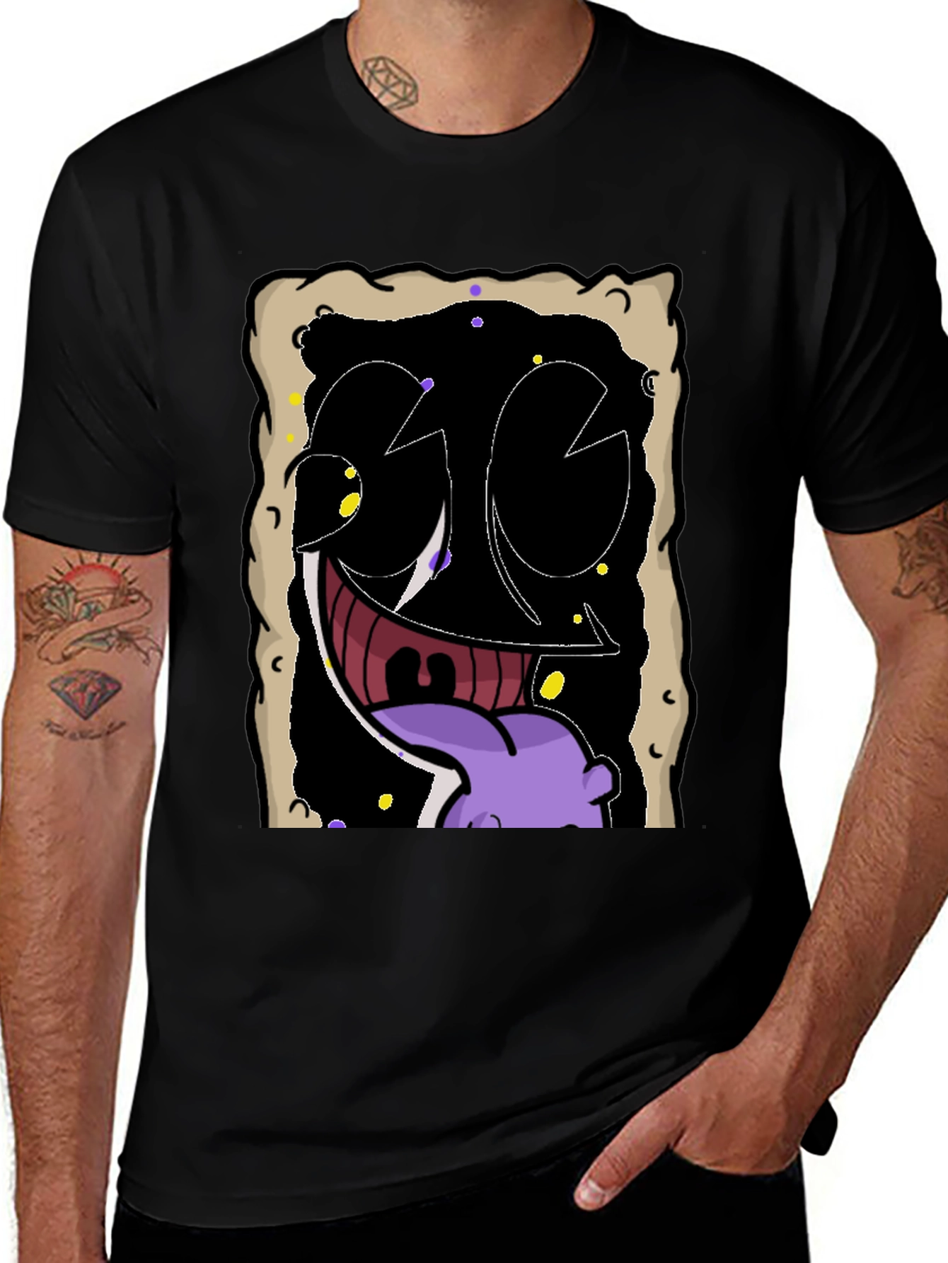 Cartoon Face Graphic Black T-Shirt