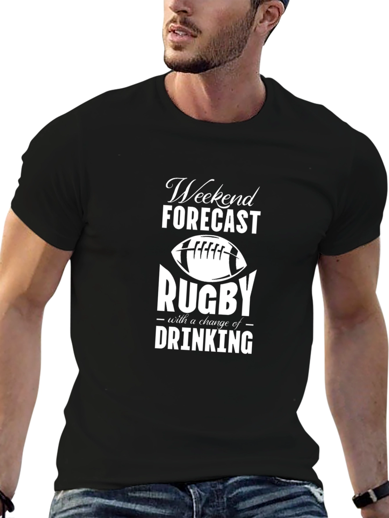 Rugby & Drinking Weekend Forecast T-Shirt - Black