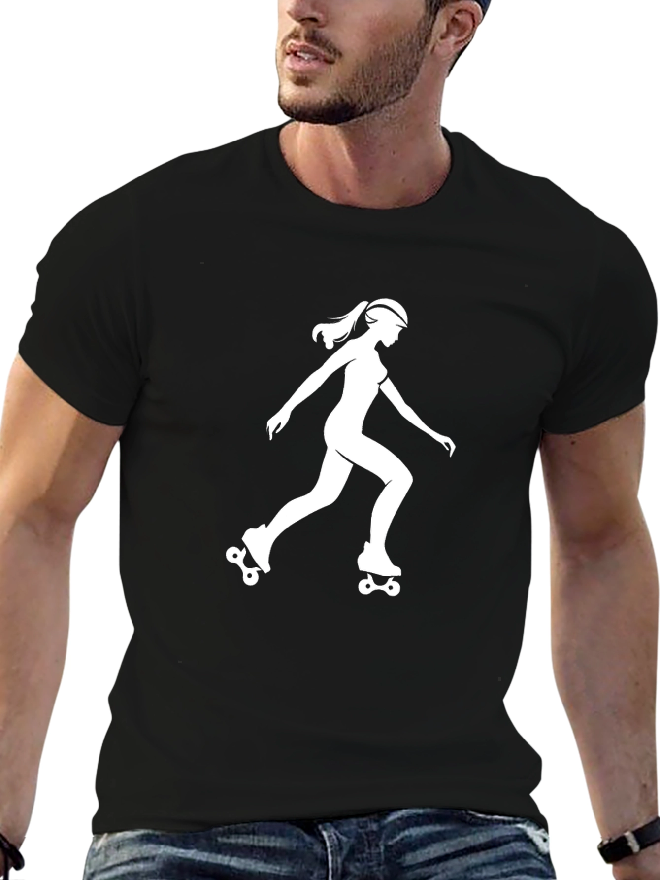 Roller Skater Graphic Tee - Casual Black T-Shirt