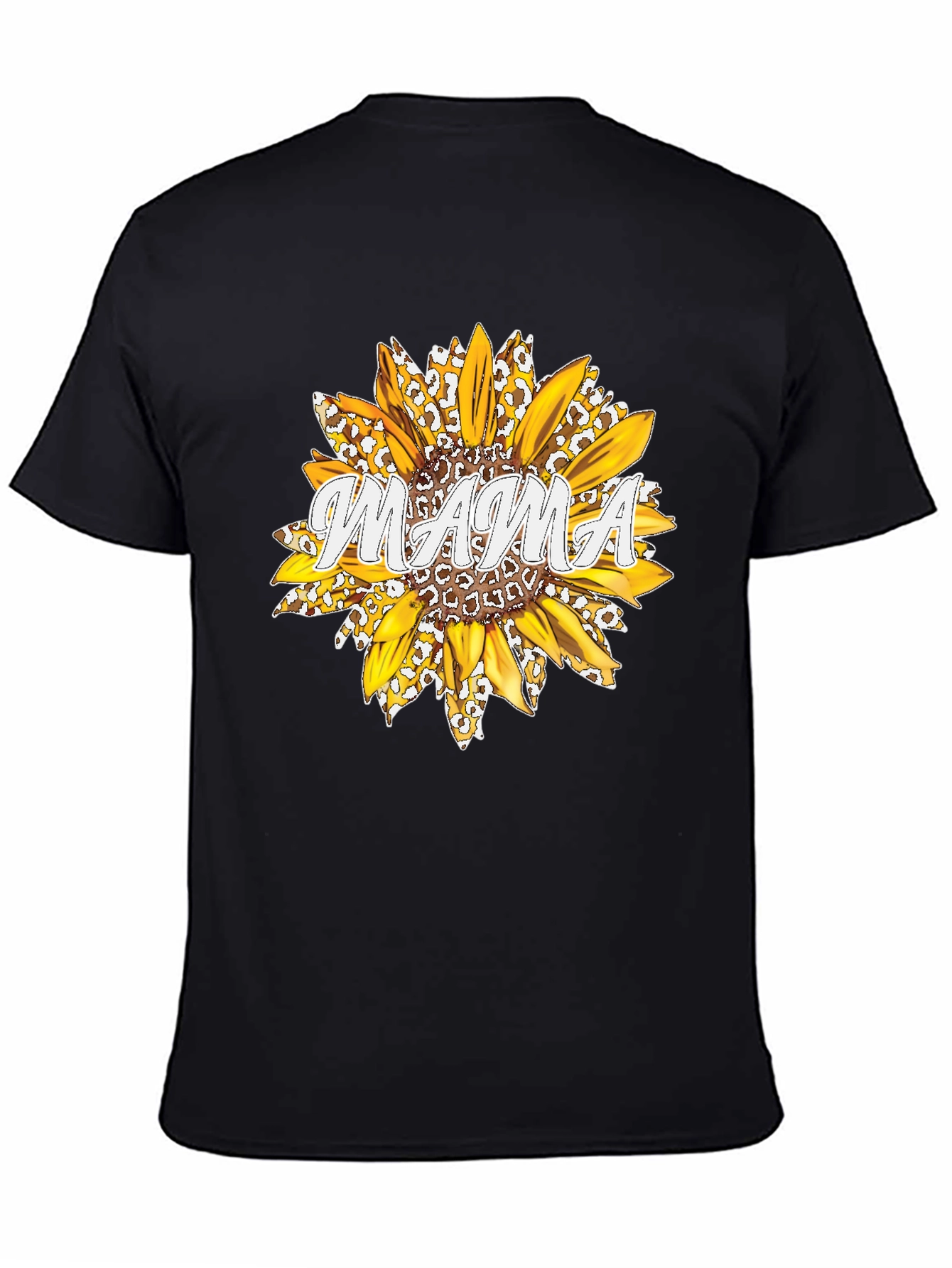 Mama Sunflower Graphic Tee - Black Cotton T-Shirt
