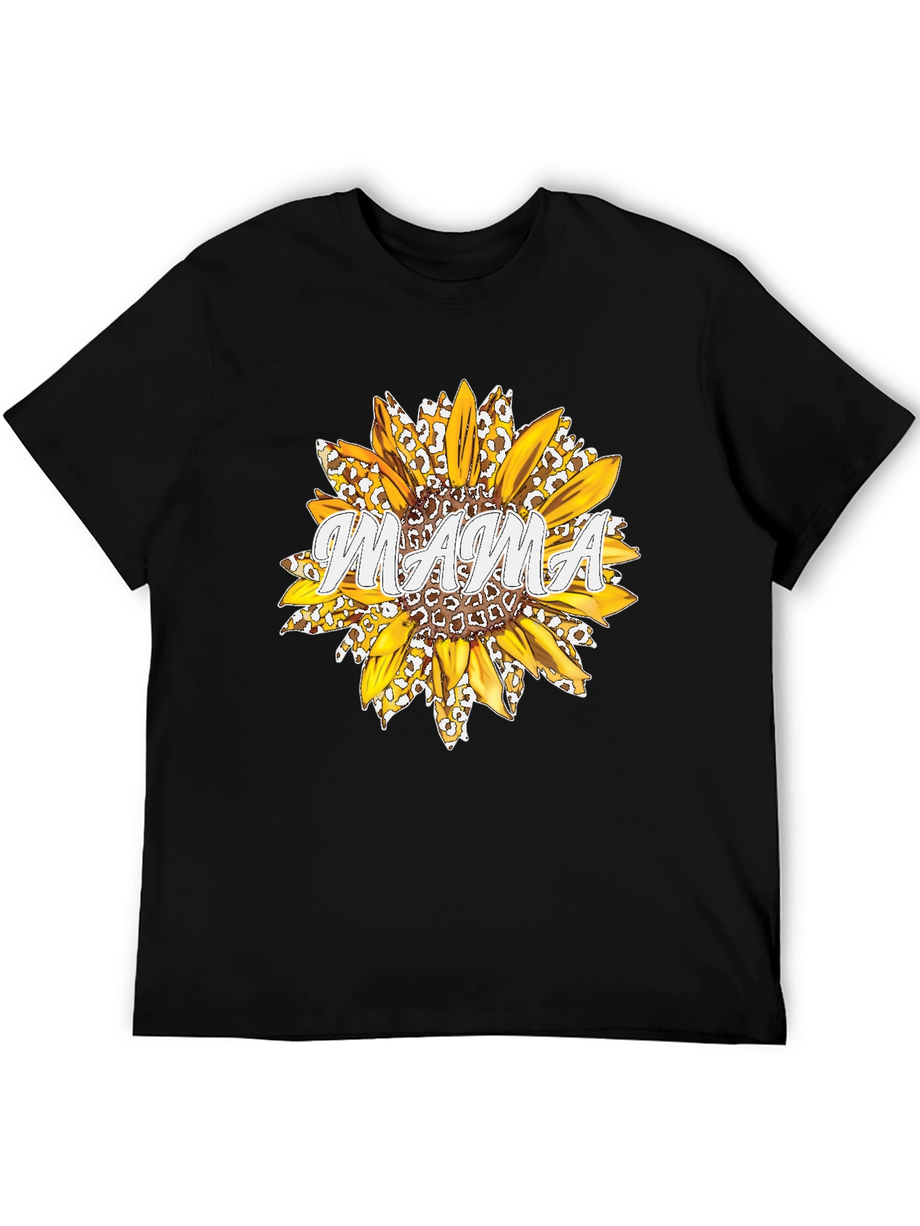 Mama Sunflower Graphic Tee - Black Cotton T-Shirt