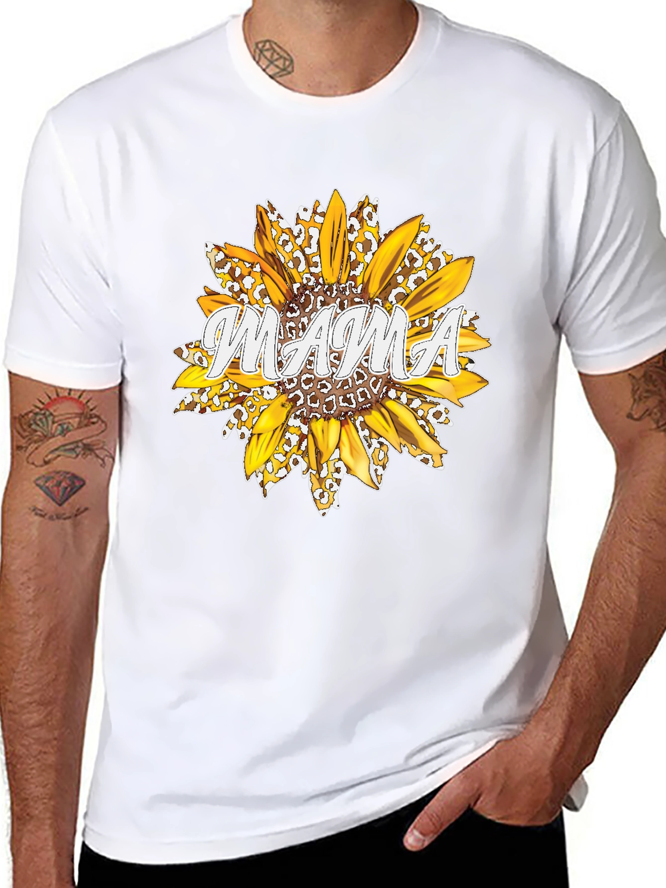 Mama Sunflower Graphic Tee - Black Cotton T-Shirt