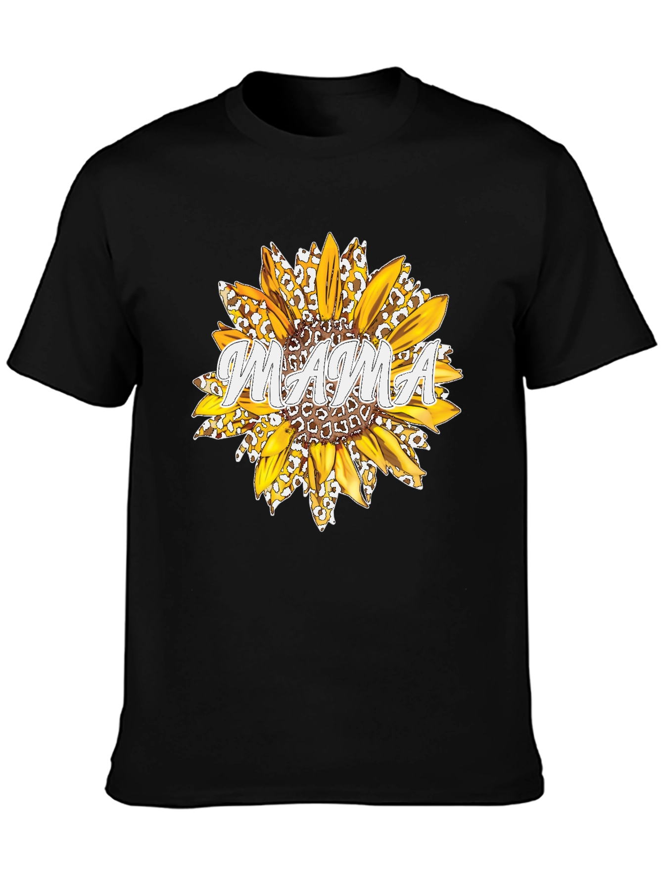 Mama Sunflower Graphic Tee - Black Cotton T-Shirt