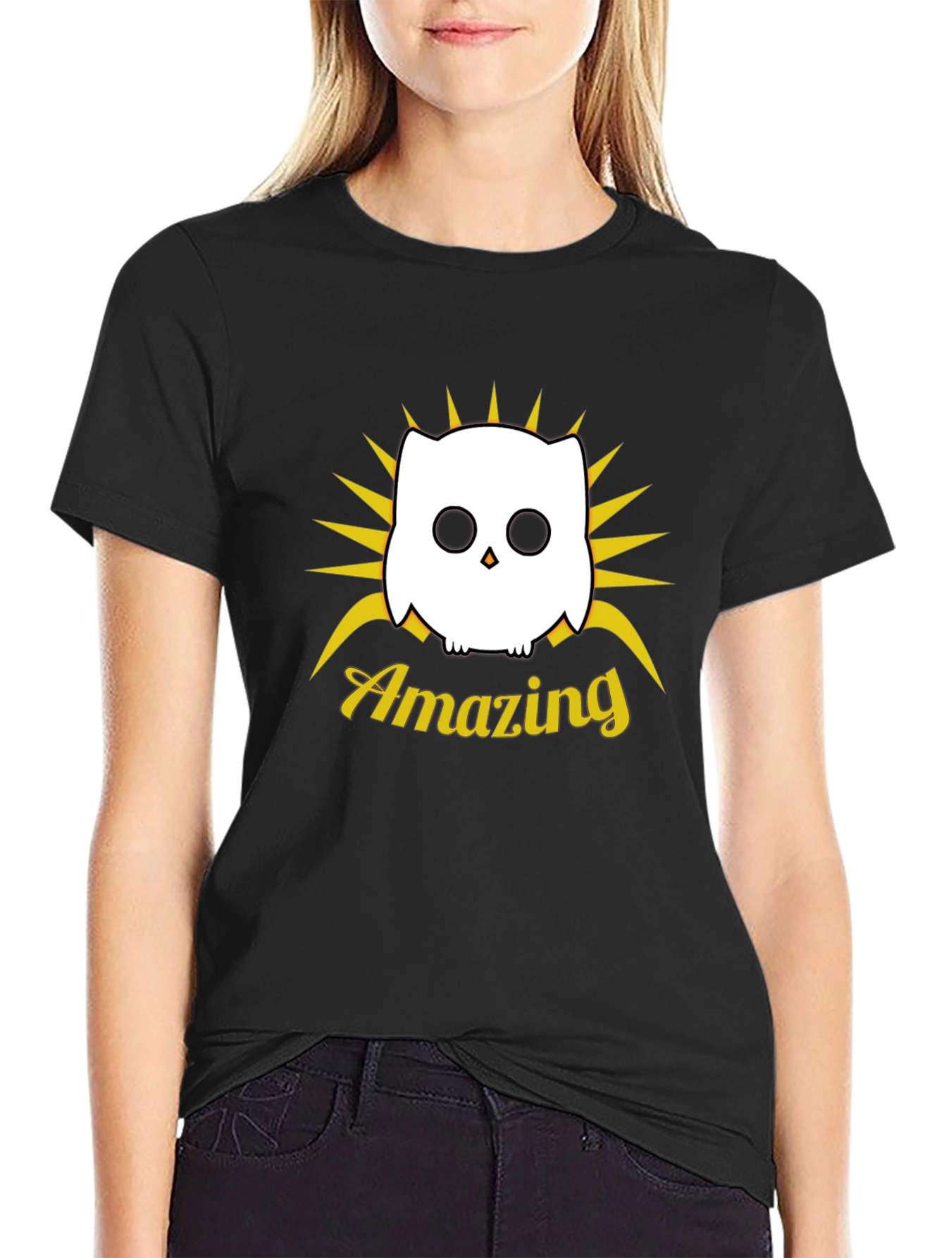 Amazing Owl Graphic Black T-Shirt