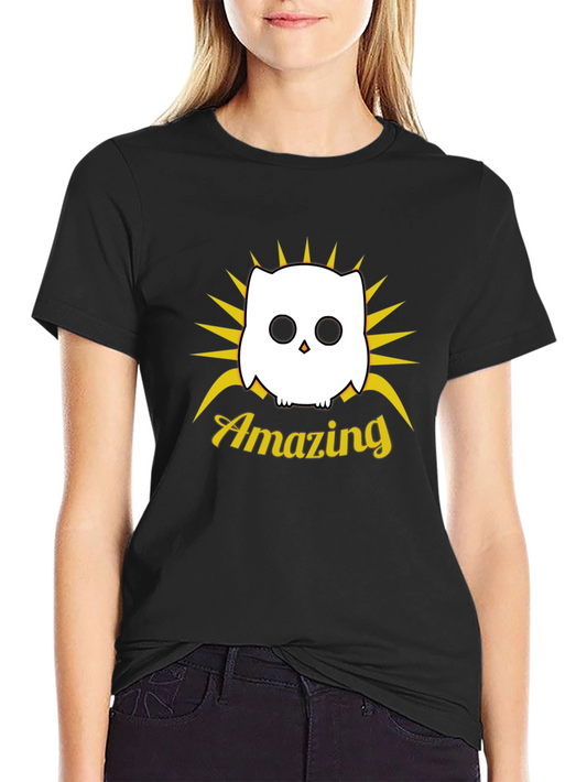 Amazing Owl Graphic Black T-Shirt