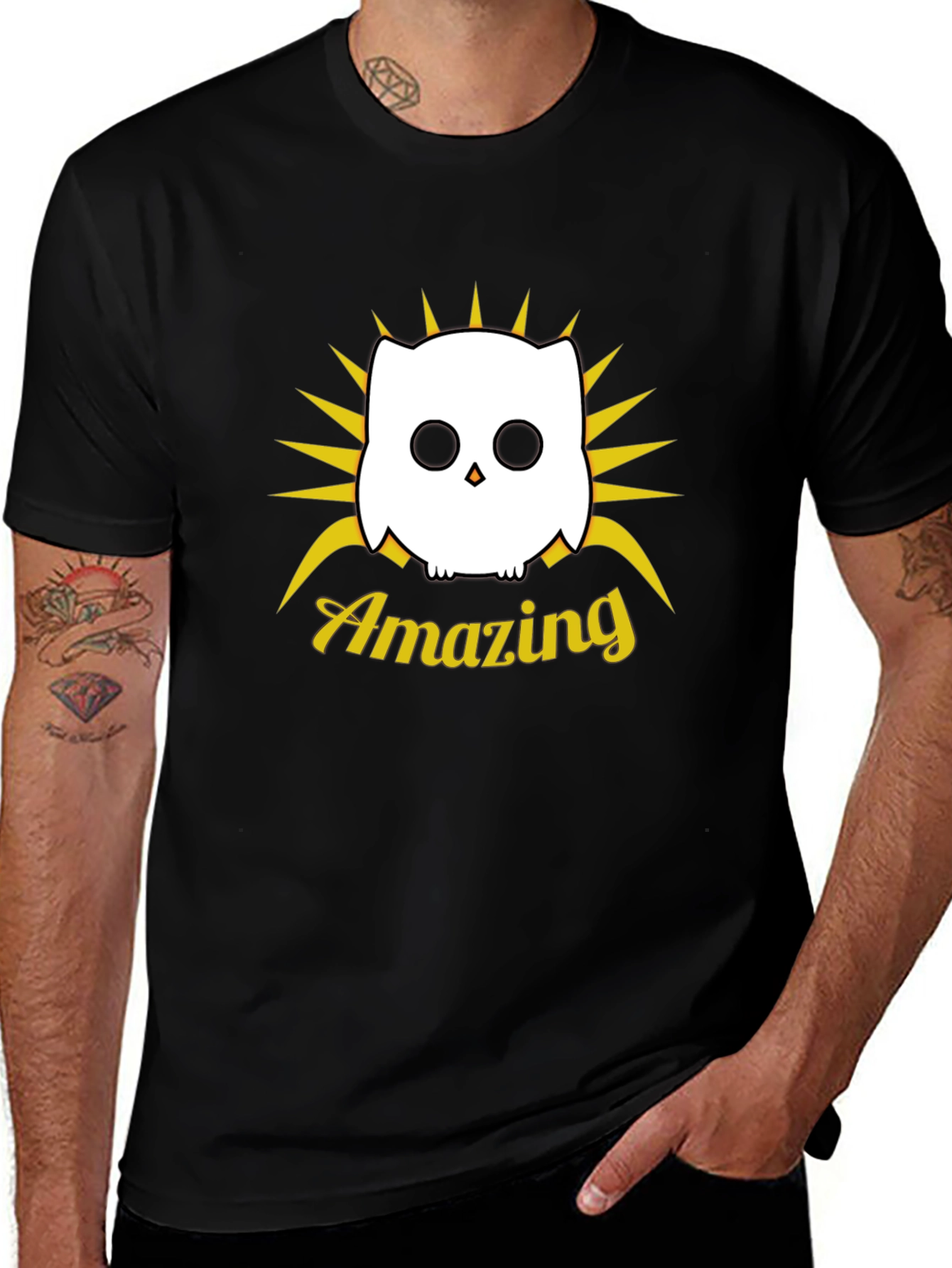Amazing Owl Graphic Black T-Shirt