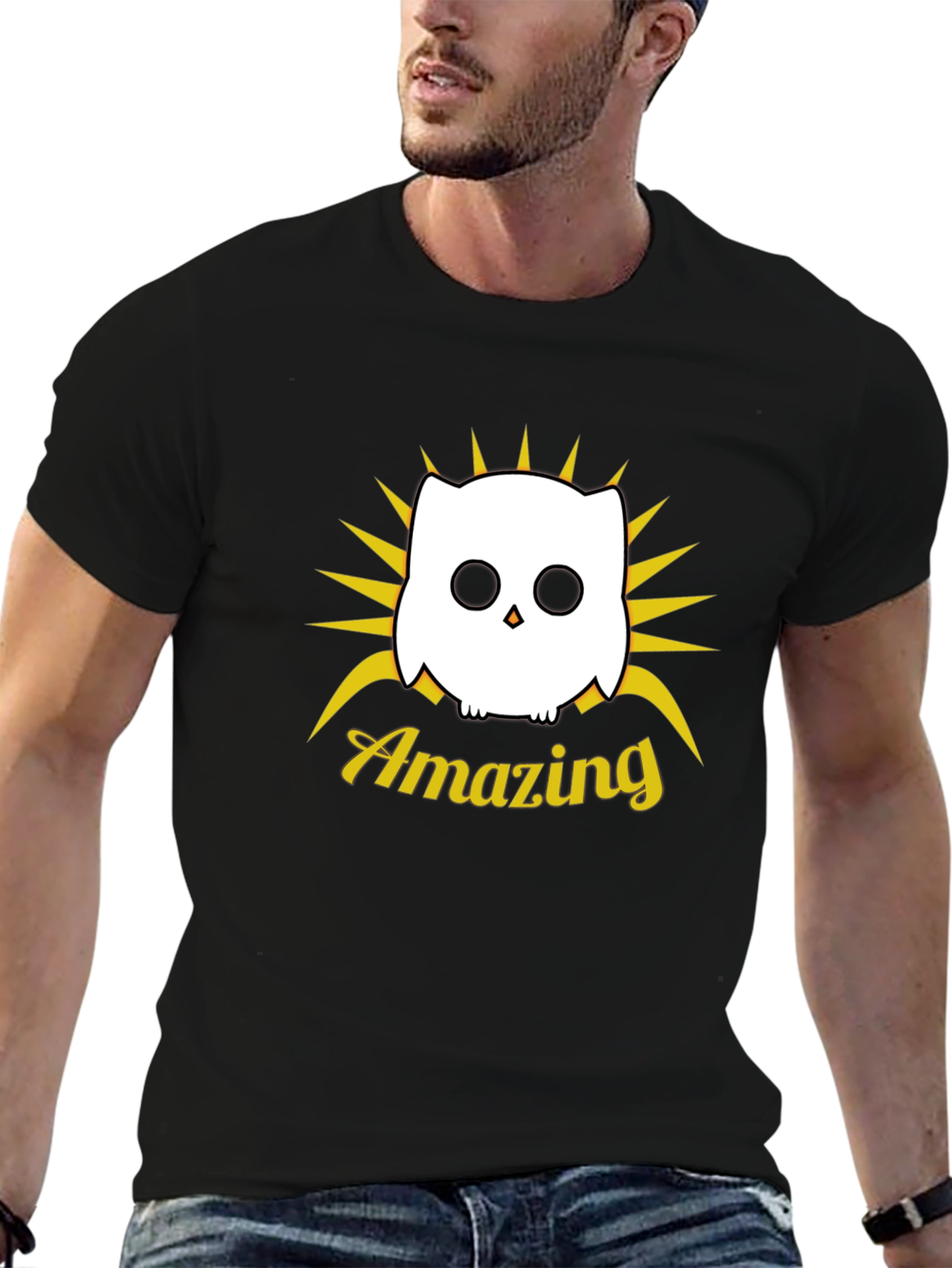 Amazing Owl Graphic Black T-Shirt
