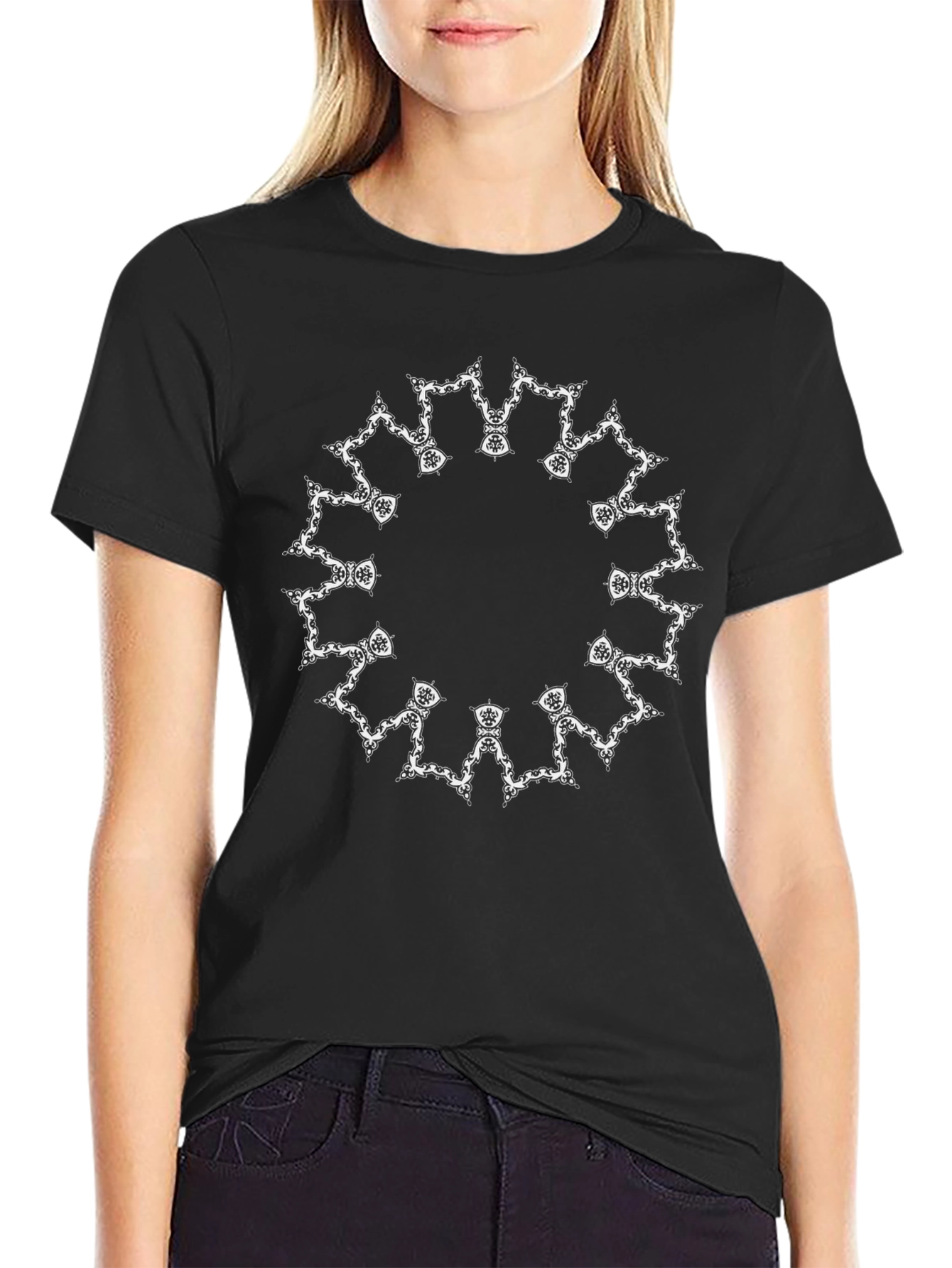 Black Tee with Mandala Design