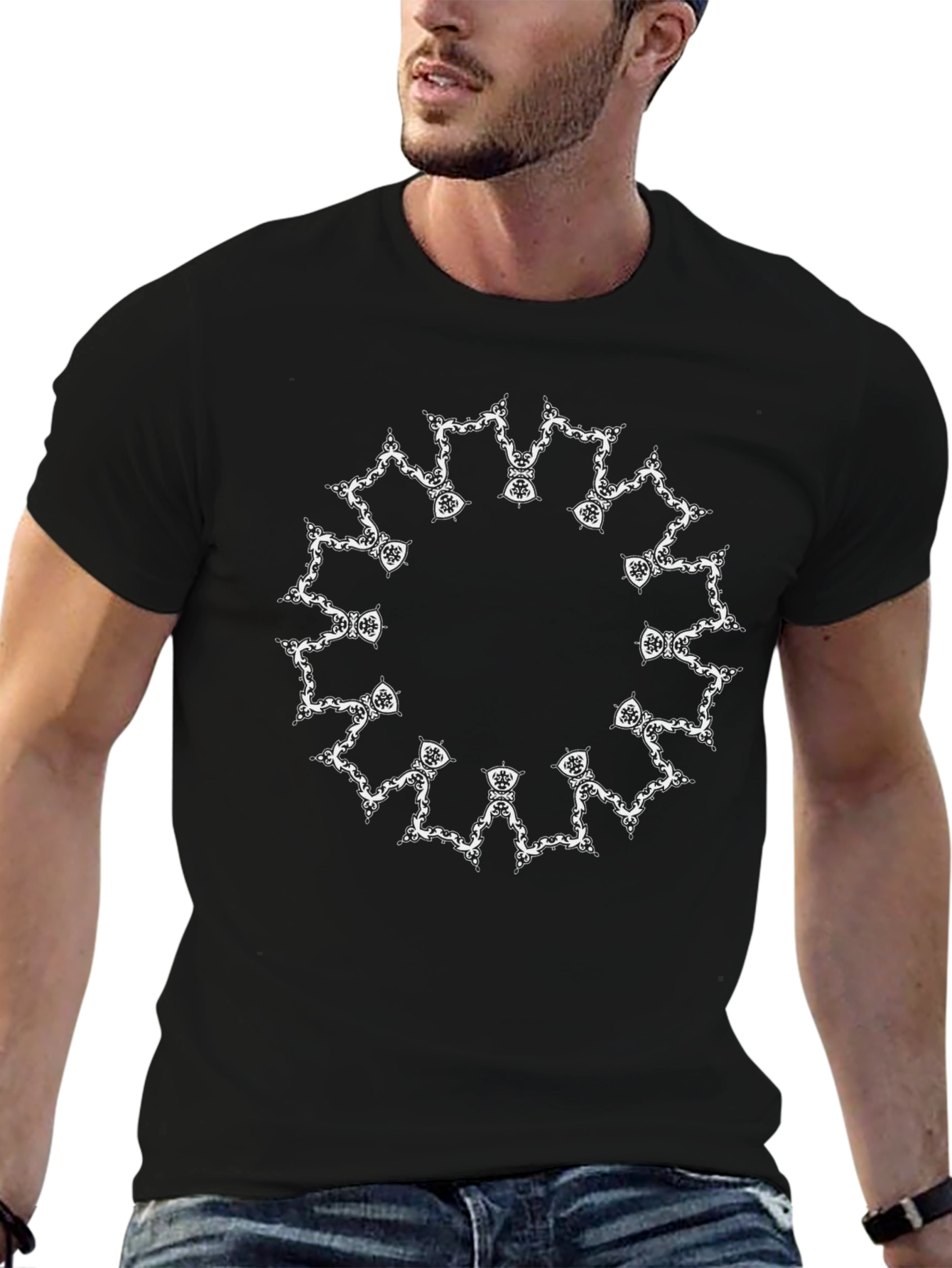 Black Tee with Mandala Design