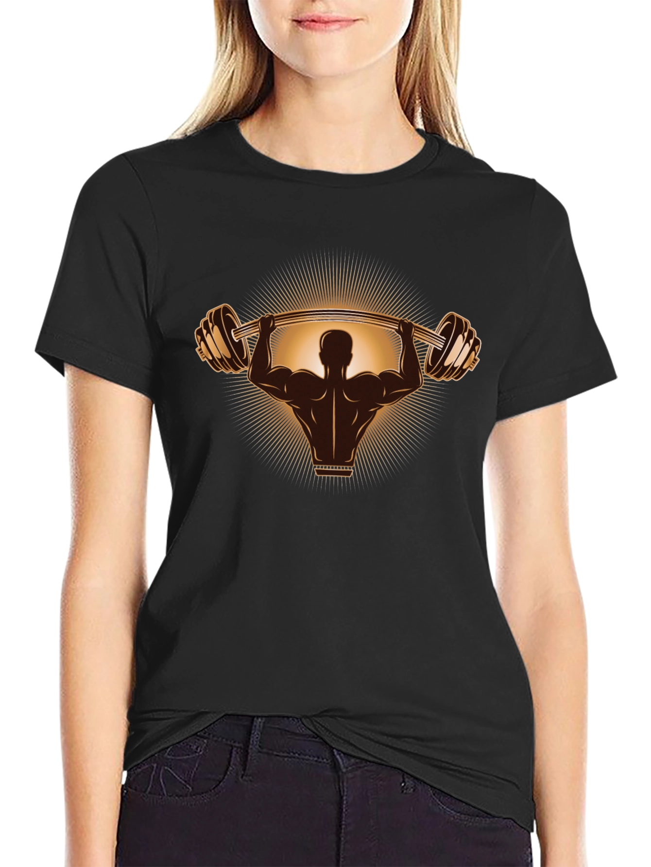 Weightlifter Graphic Tee - Black Cotton T-Shirt