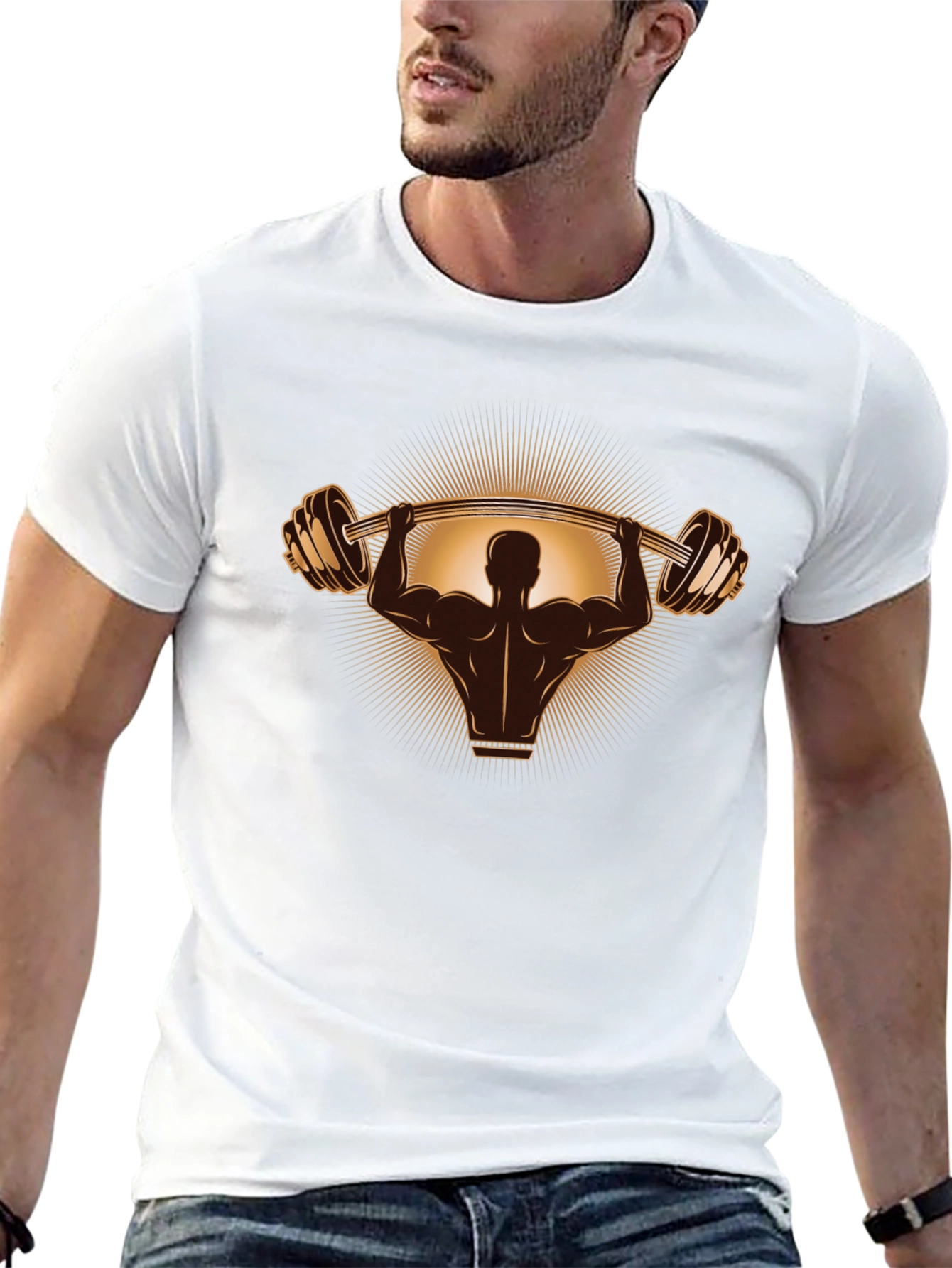 Weightlifter Graphic Tee - Black Cotton T-Shirt