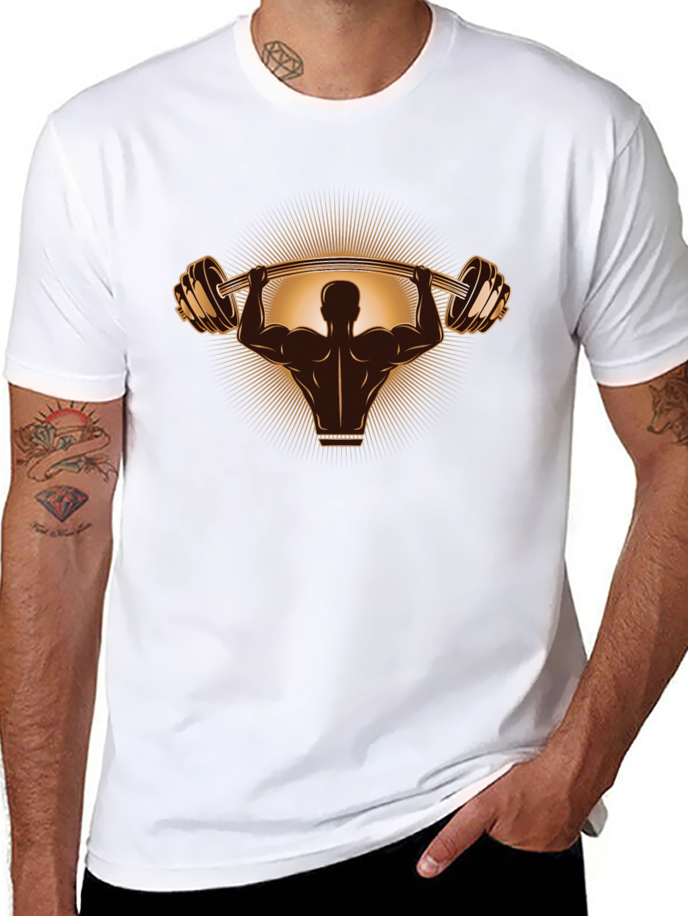 Weightlifter Graphic Tee - Black Cotton T-Shirt