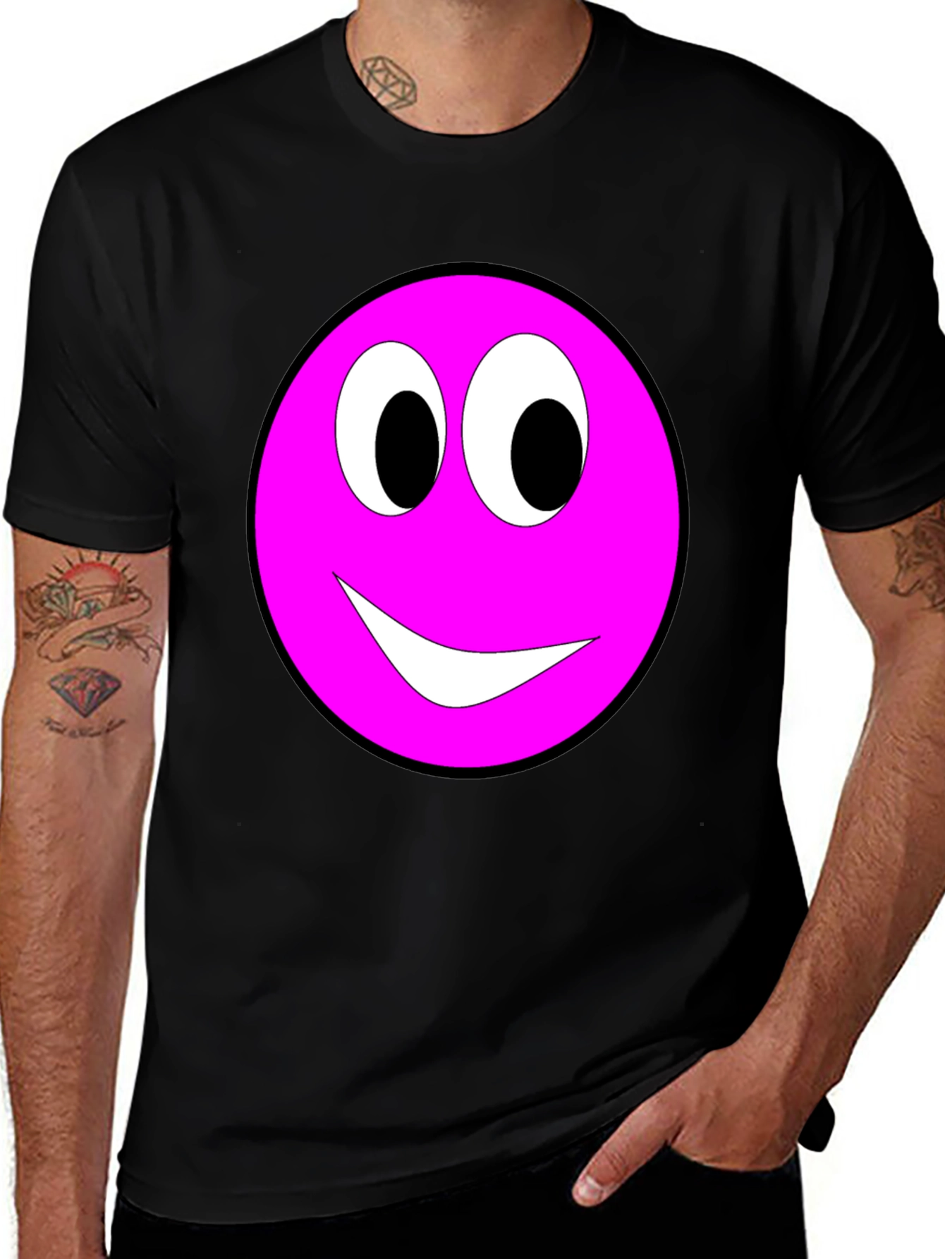 Pink Smiley Face Graphic Tee - Casual Comfort