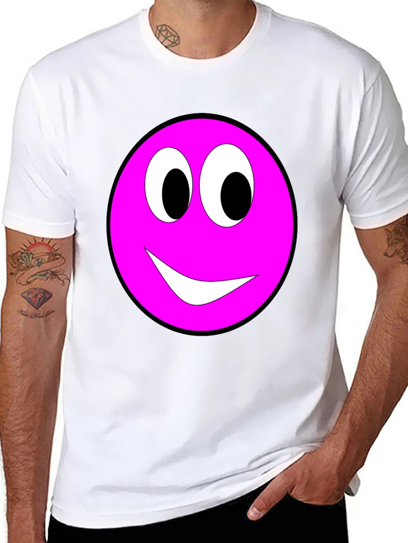 Pink Smiley Face Graphic Tee - Casual Comfort