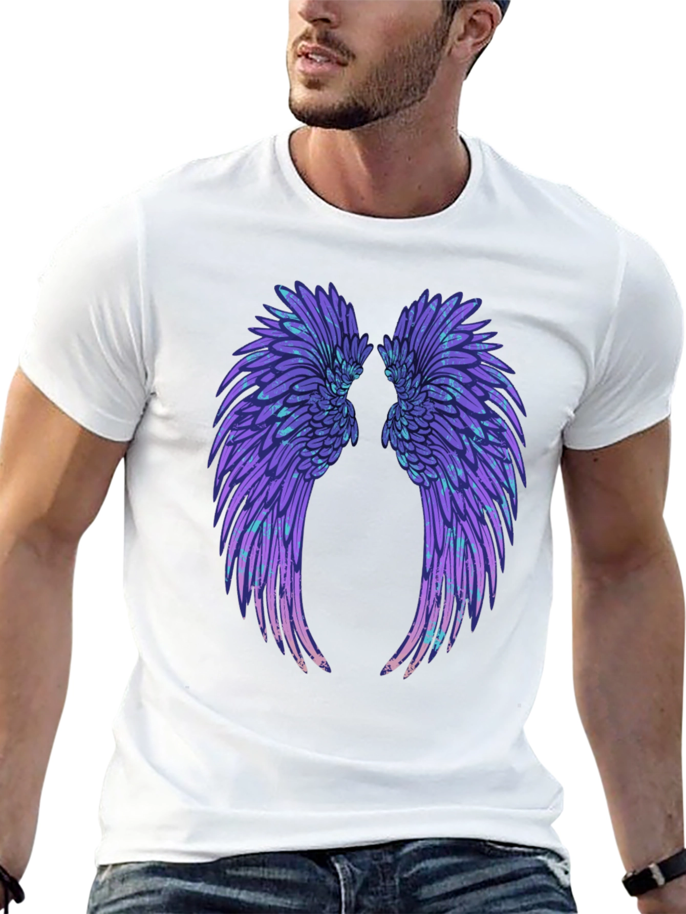 Wings Graphic Tee - Black Cotton T-Shirt
