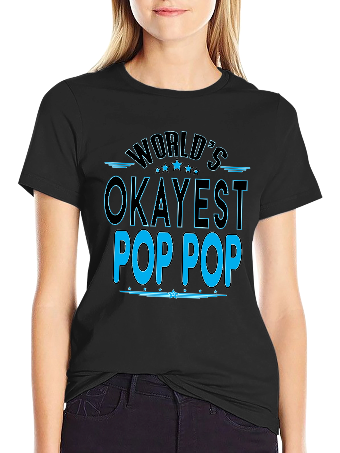 Worlds Okayest Pop Pop T-Shirt - Black