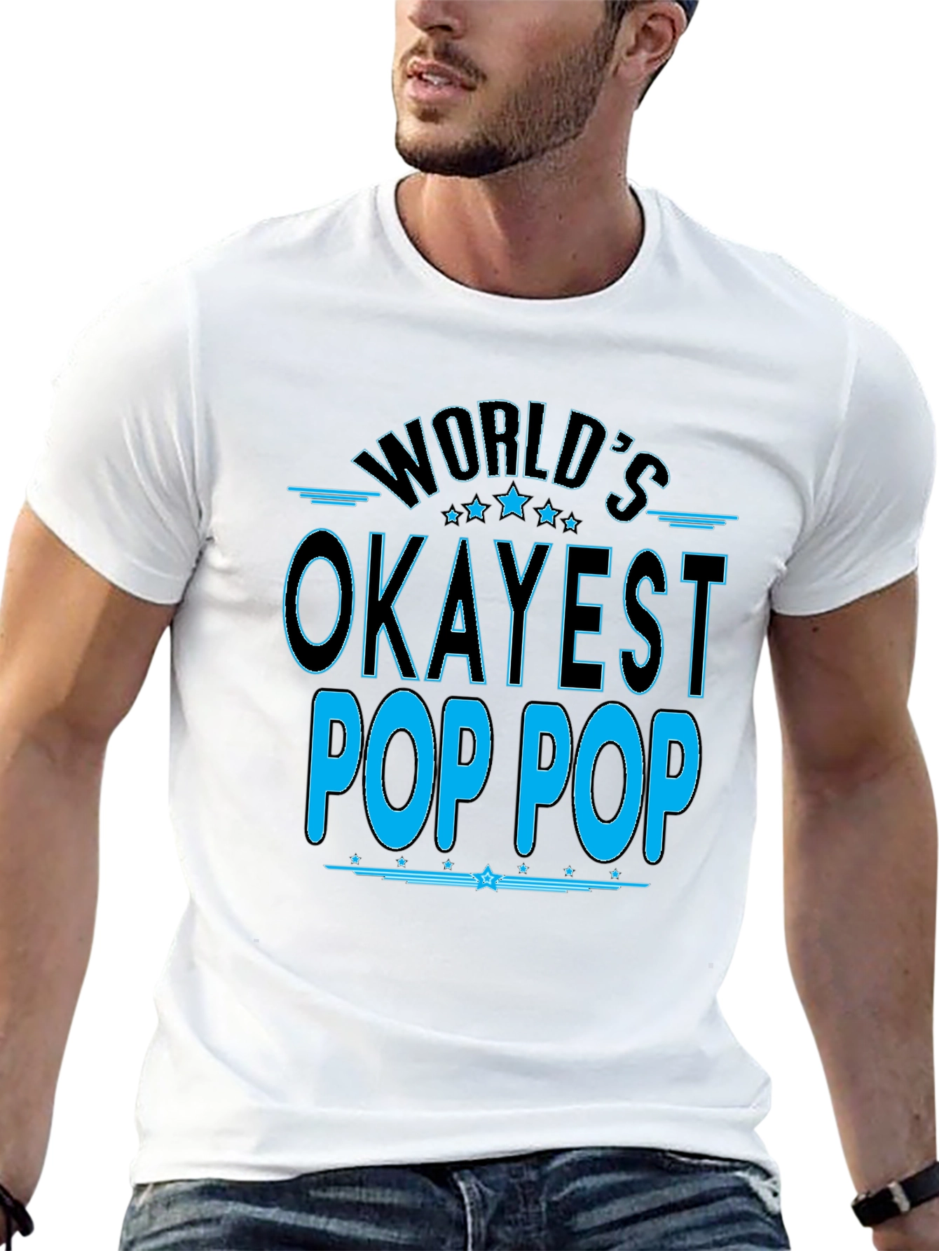 Worlds Okayest Pop Pop T-Shirt - Black