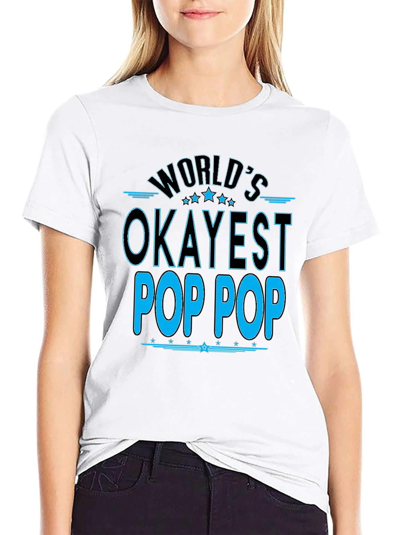 Worlds Okayest Pop Pop T-Shirt - Black