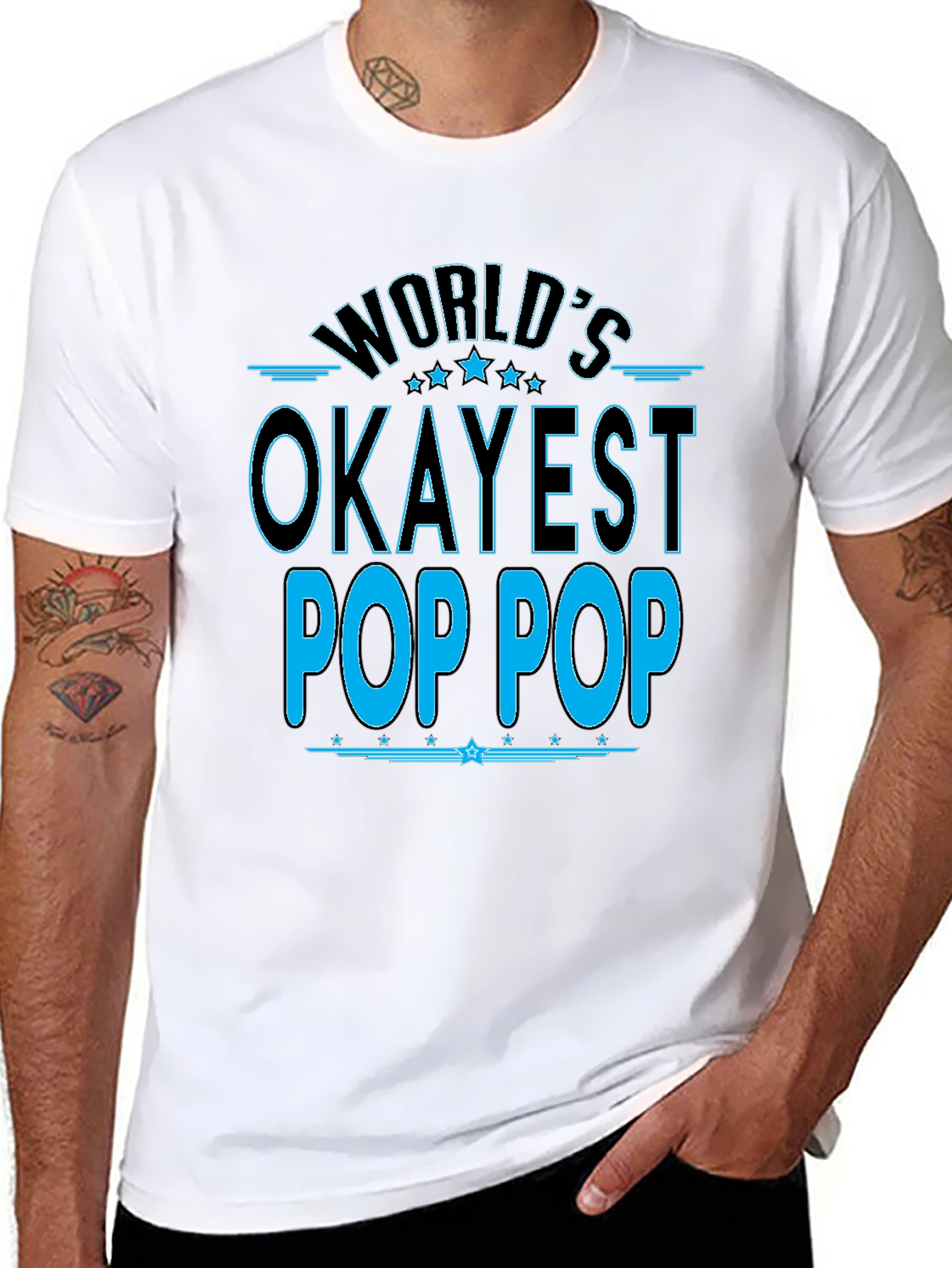 Worlds Okayest Pop Pop T-Shirt - Black