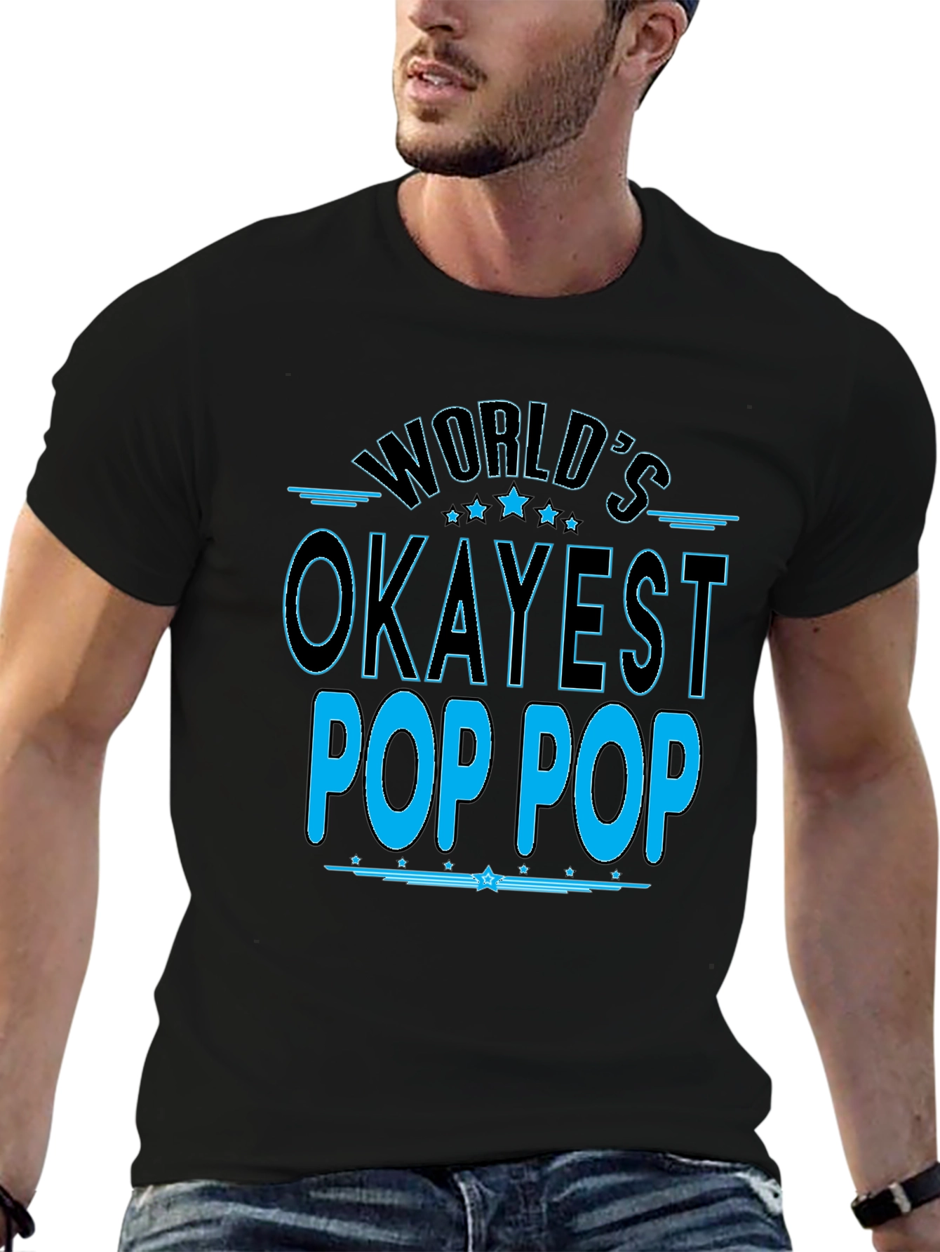 Worlds Okayest Pop Pop T-Shirt - Black