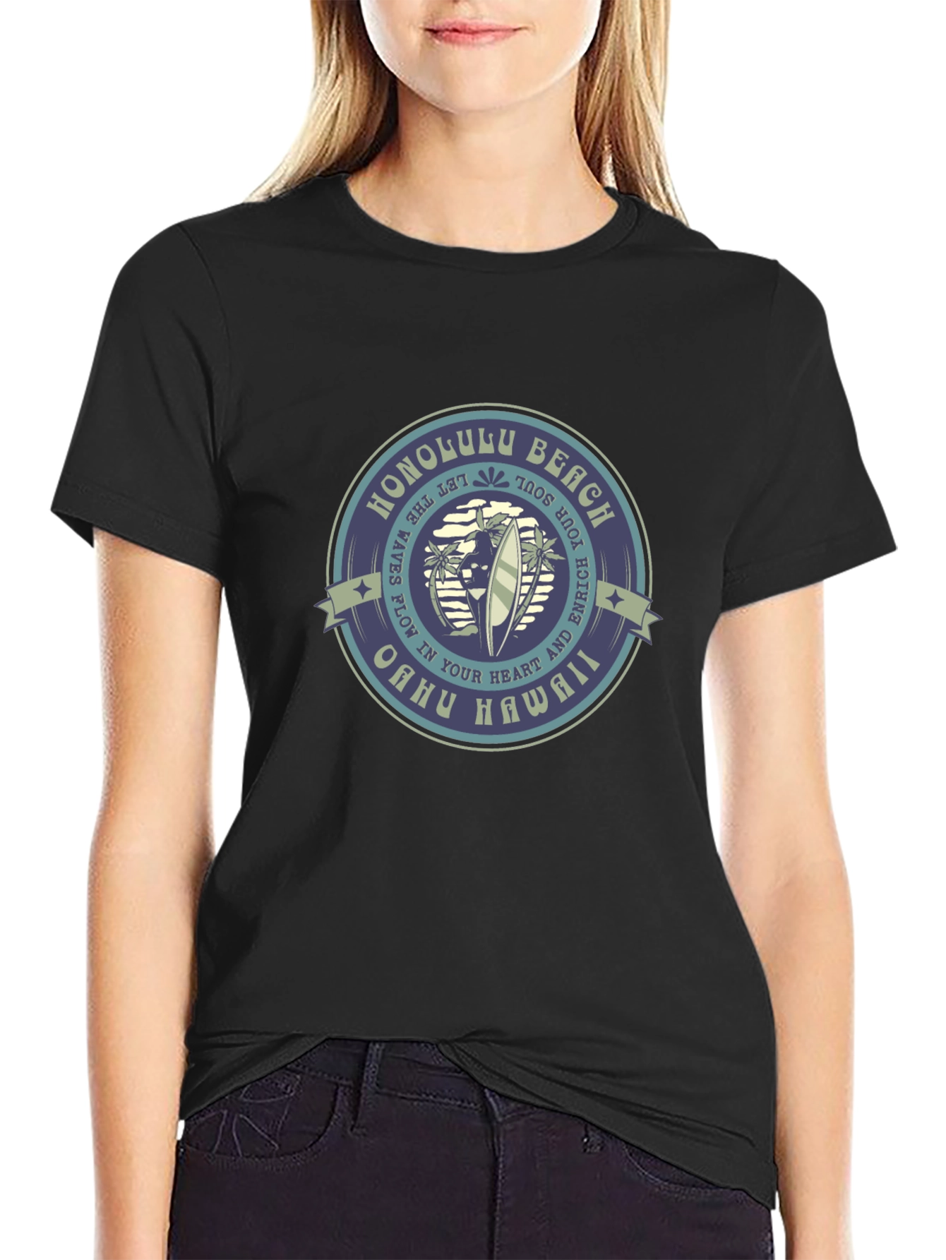 Honolulu Beach Graphic Tee - Oahu Hawaii T-Shirt