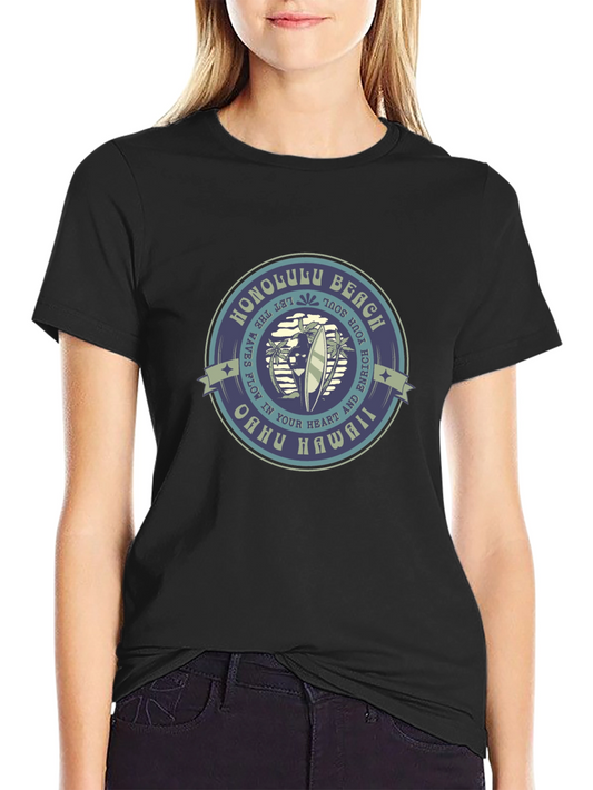 Honolulu Beach Graphic Tee - Oahu Hawaii T-Shirt
