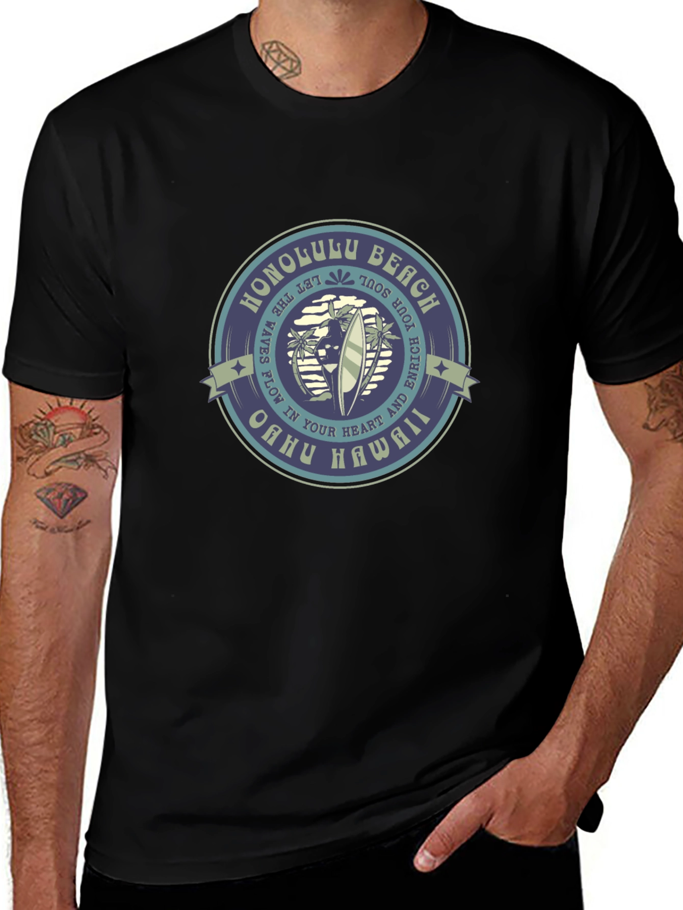Honolulu Beach Graphic Tee - Oahu Hawaii T-Shirt