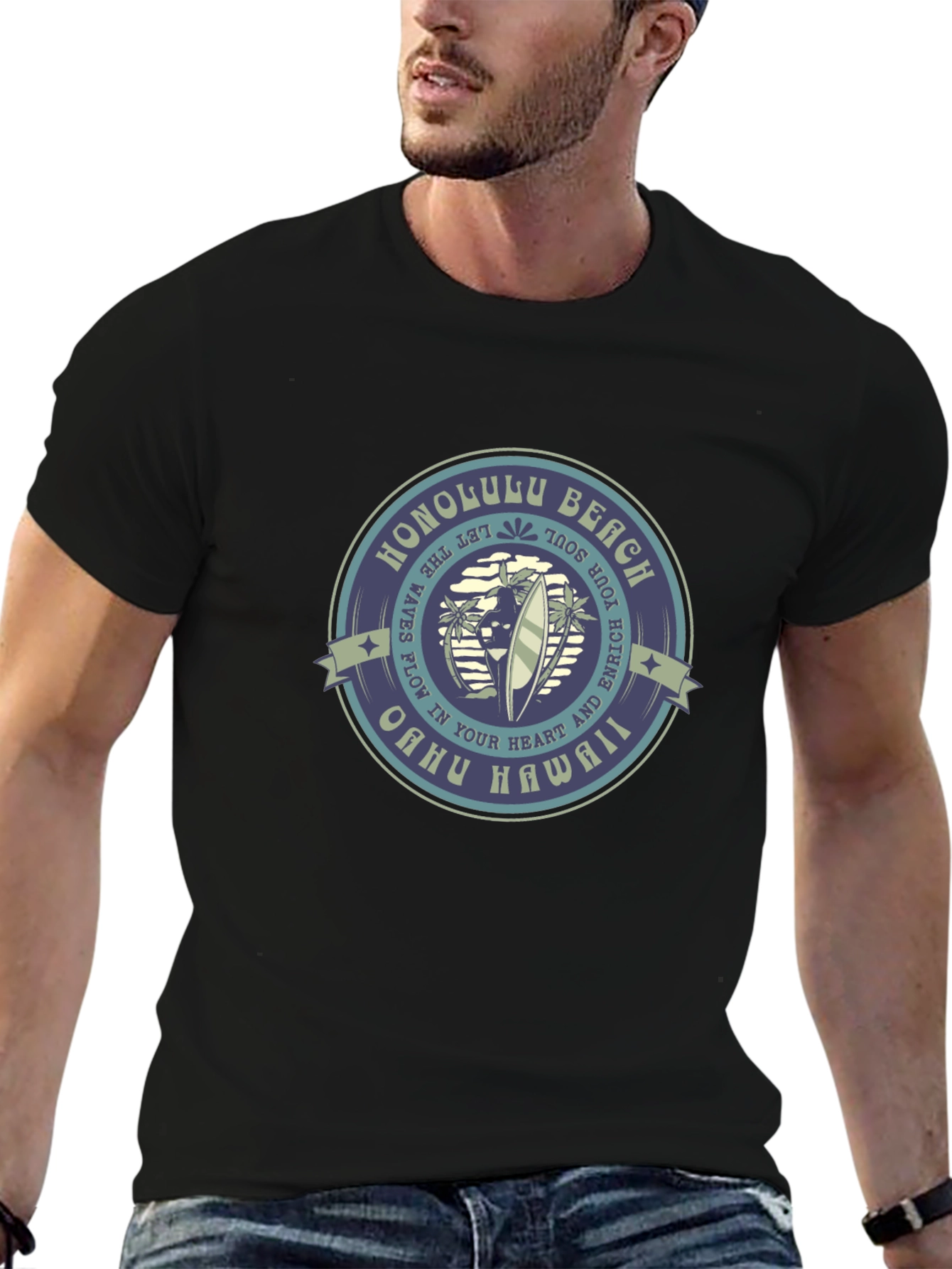 Honolulu Beach Graphic Tee - Oahu Hawaii T-Shirt