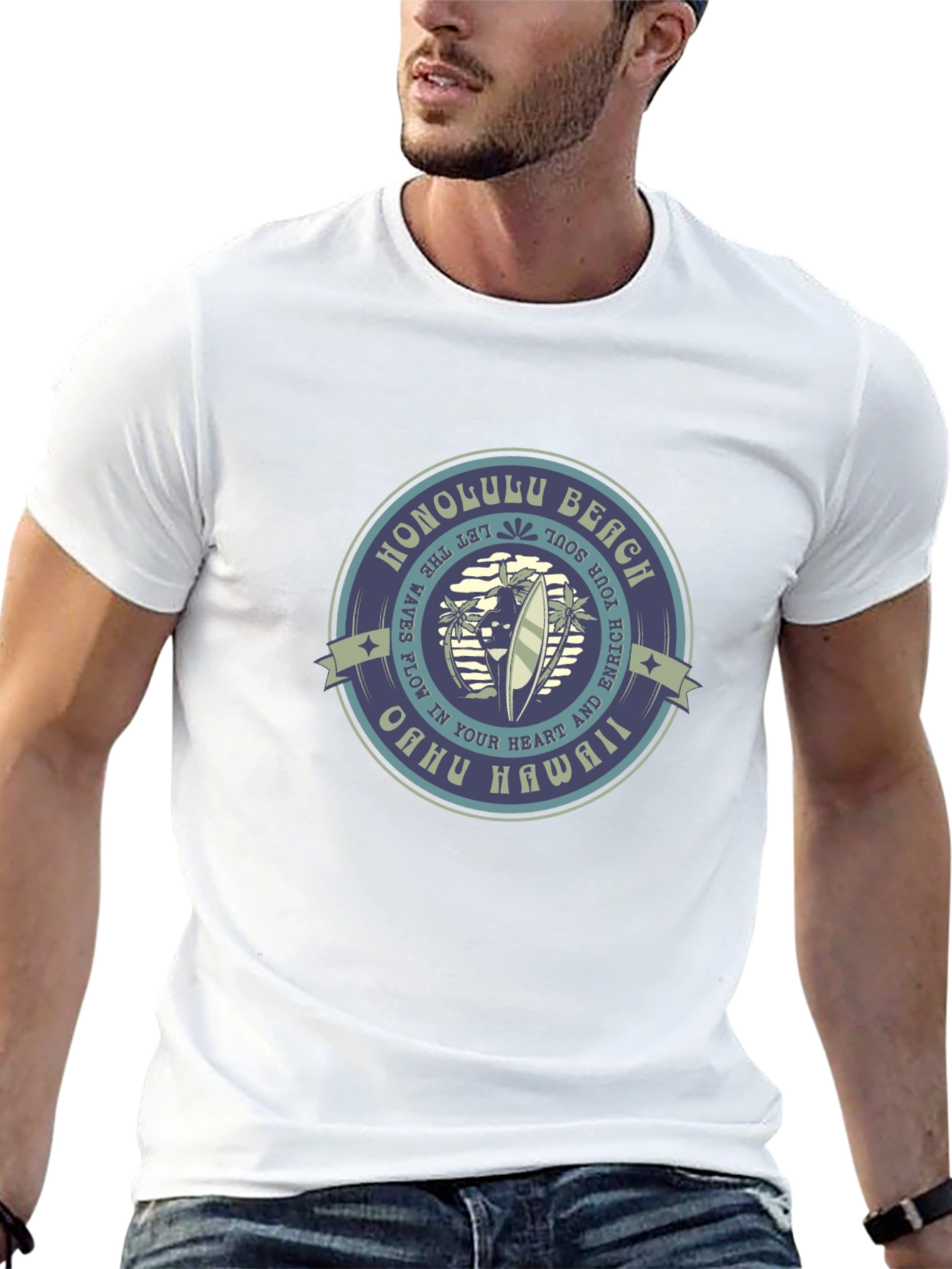 Honolulu Beach Graphic Tee - Oahu Hawaii T-Shirt