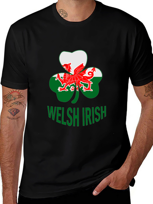 Welsh Irish T-Shirt Shamrock Dragon Tee