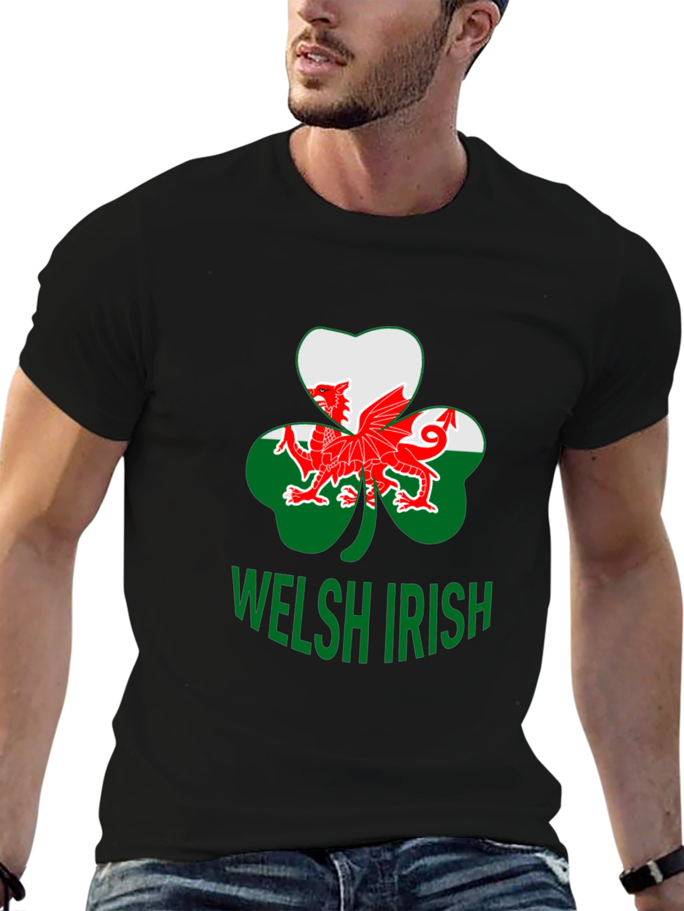 Welsh Irish T-Shirt Shamrock Dragon Tee
