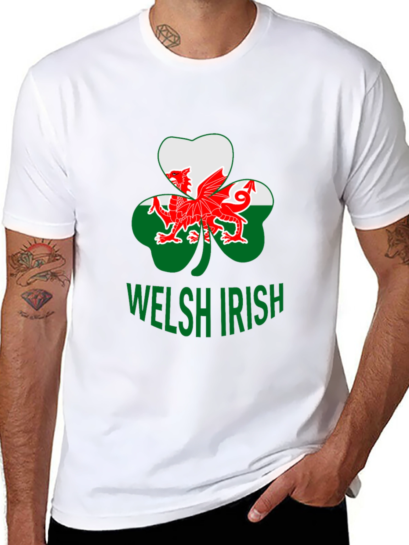 Welsh Irish T-Shirt Shamrock Dragon Tee