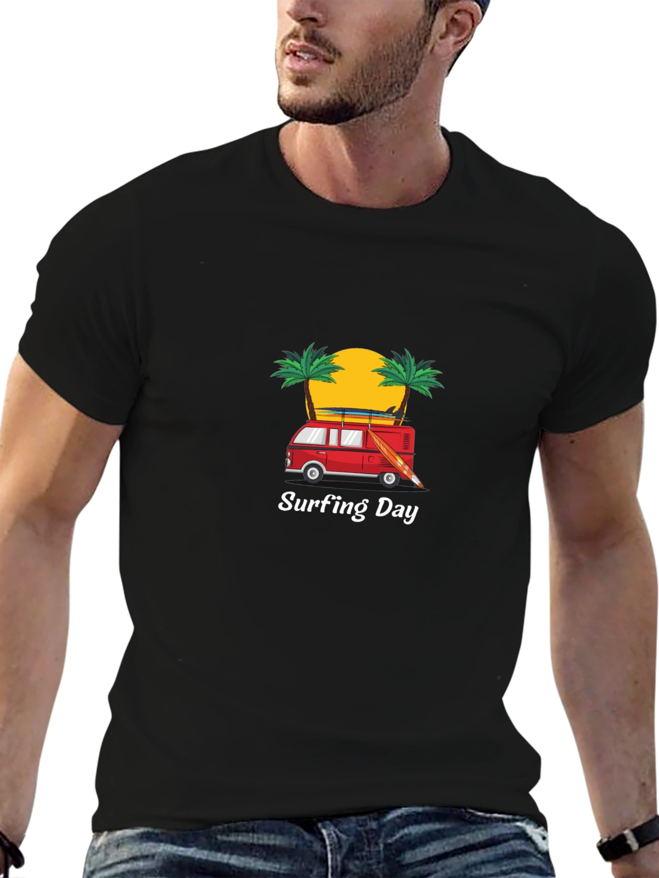 Surfing Day Graphic Tee - Black T-Shirt