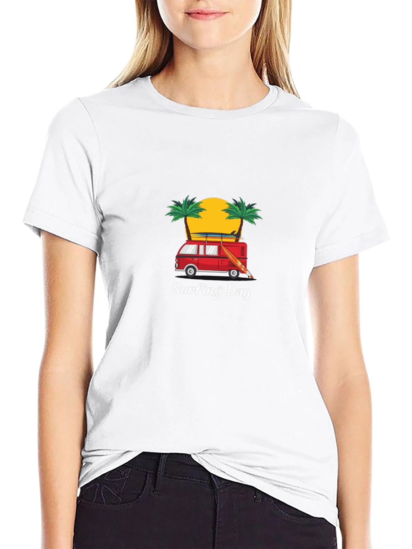Surfing Day Graphic Tee - Black T-Shirt