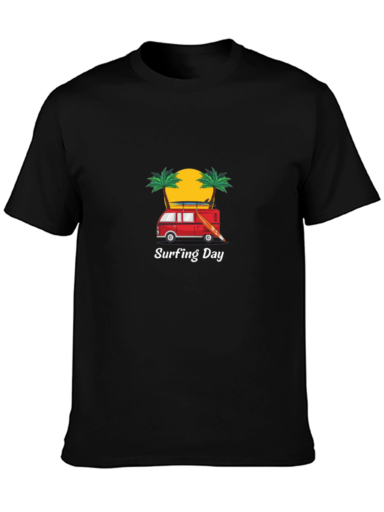 Surfing Day Graphic Tee - Black T-Shirt